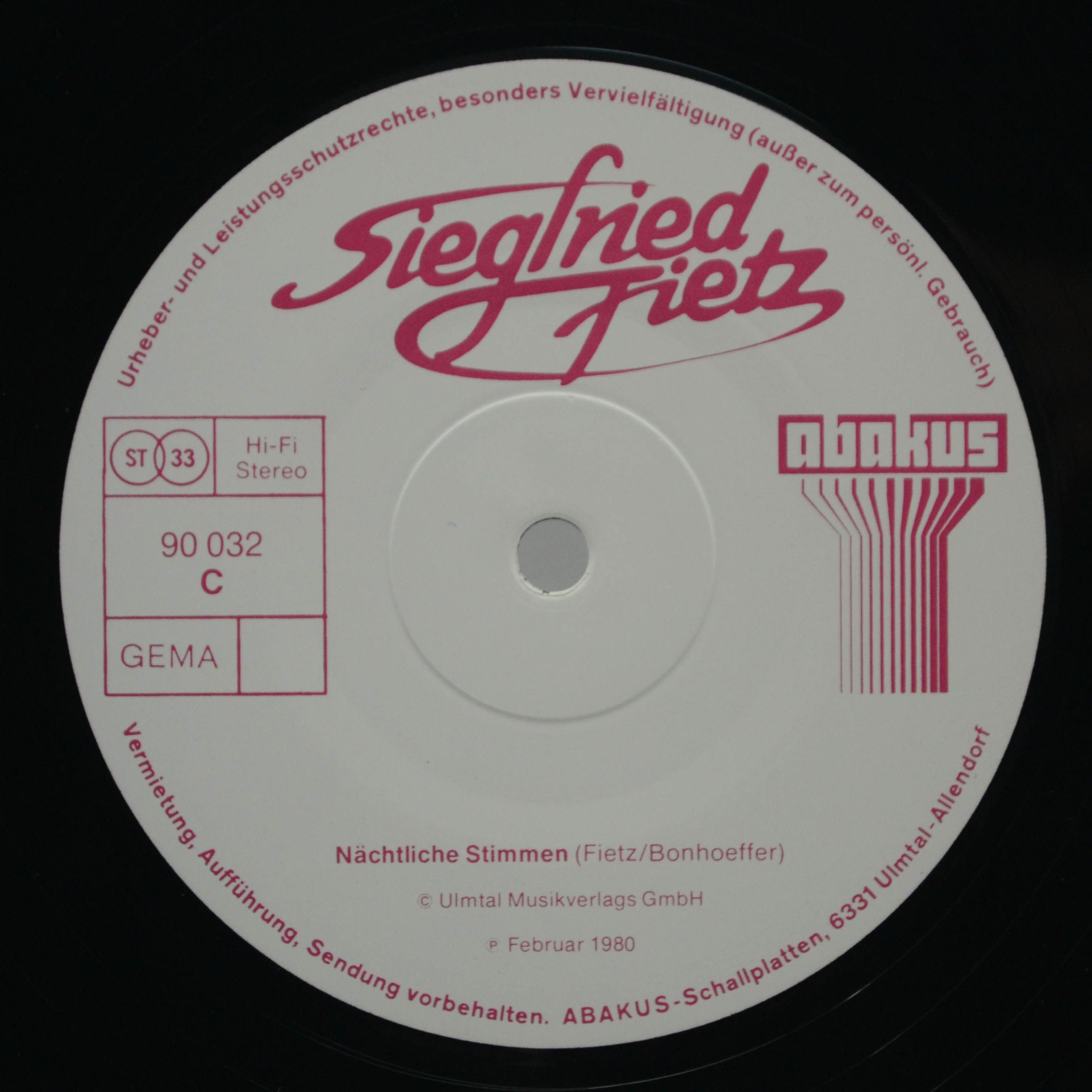 Siegfried Fietz — In Concert (2LP), 1980