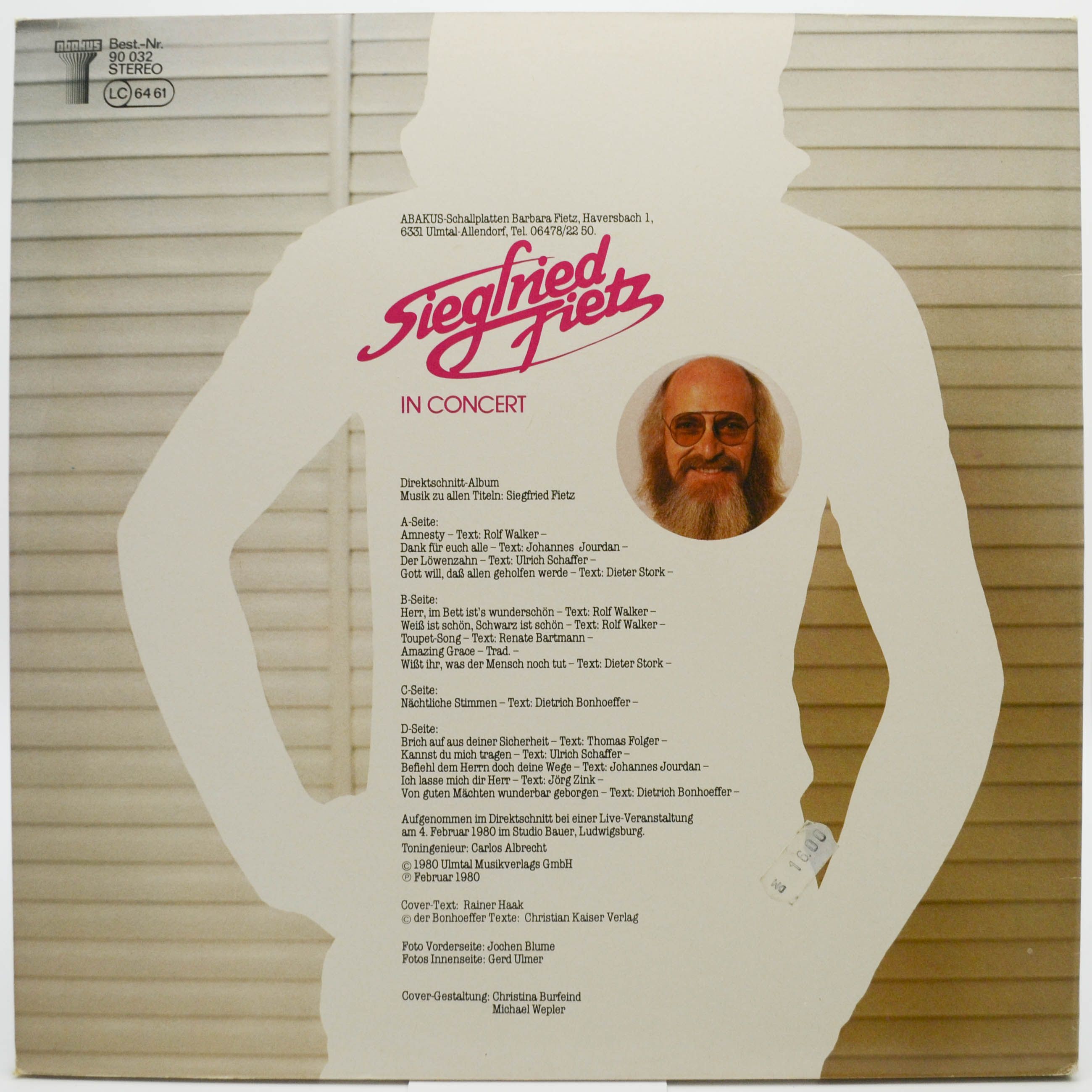 Siegfried Fietz — In Concert (2LP), 1980
