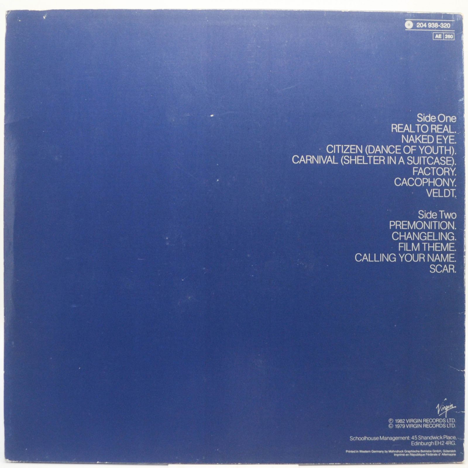 Simple Minds — Real To Real Cacophony, 1982