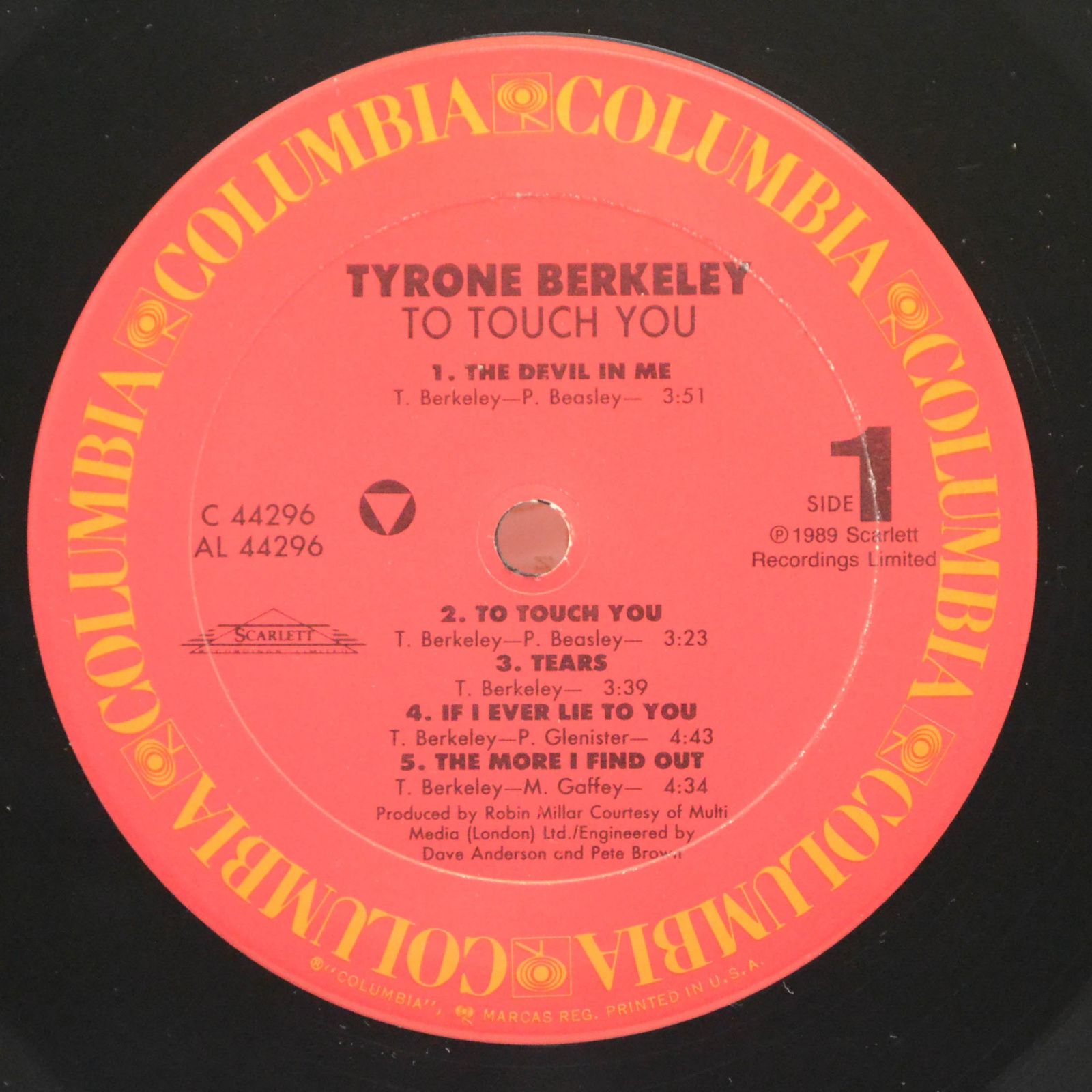 Tyrone Berkeley — To Touch You, 1989