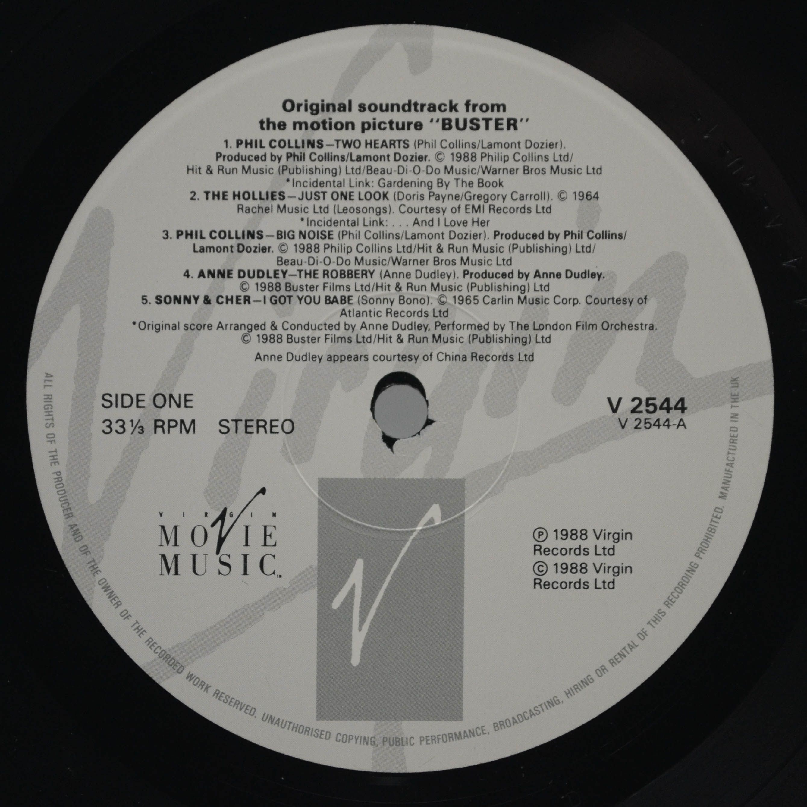 Various — Buster - Original Motion Picture Soundtrack (UK), 1988