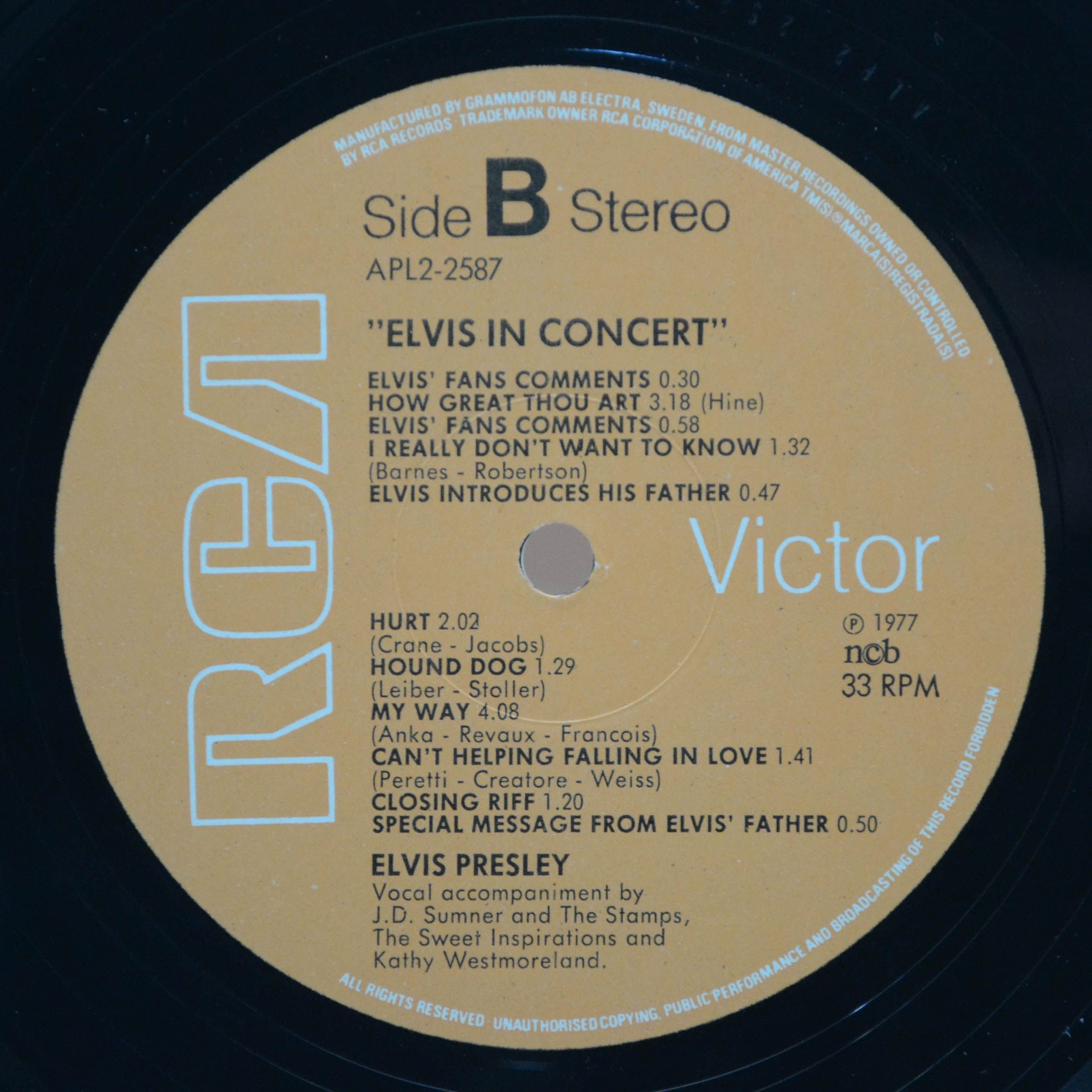 Elvis Presley — Elvis In Concert (2LP), 1977