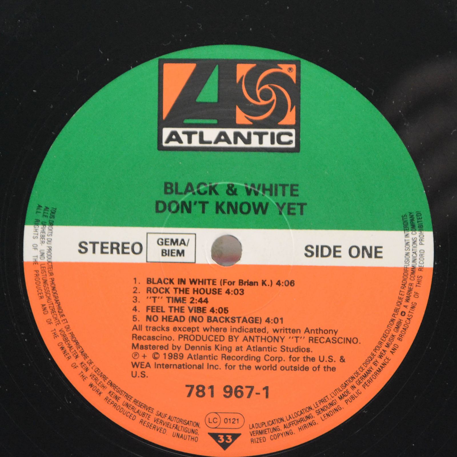 Black & White — Don't Know Yet, 1989