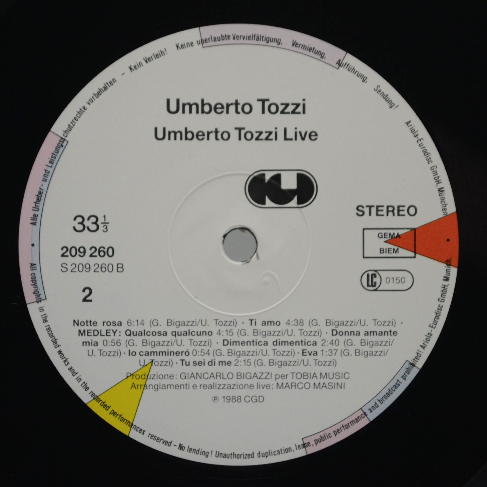 Umberto Tozzi — Live Royal Albert Hall, 1988