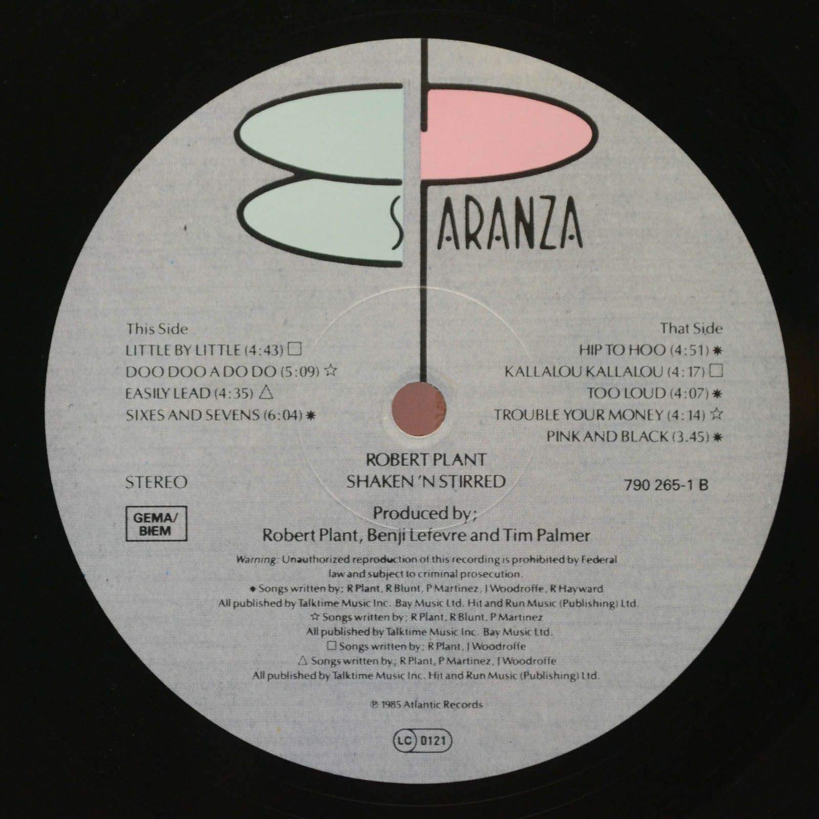 Robert Plant — Shaken 'N' Stirred, 1985