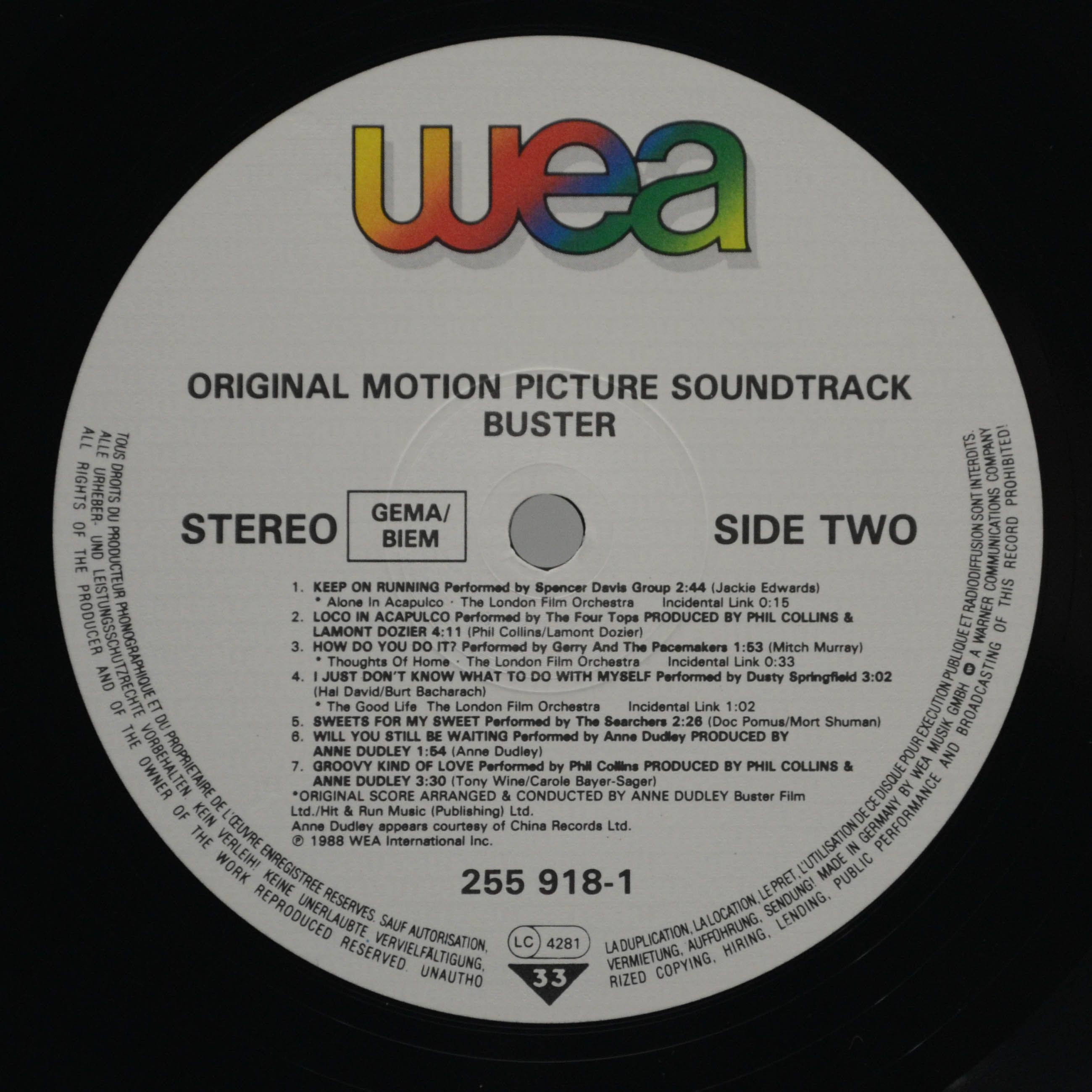 Various — Buster - Original Motion Picture Soundtrack, 1988