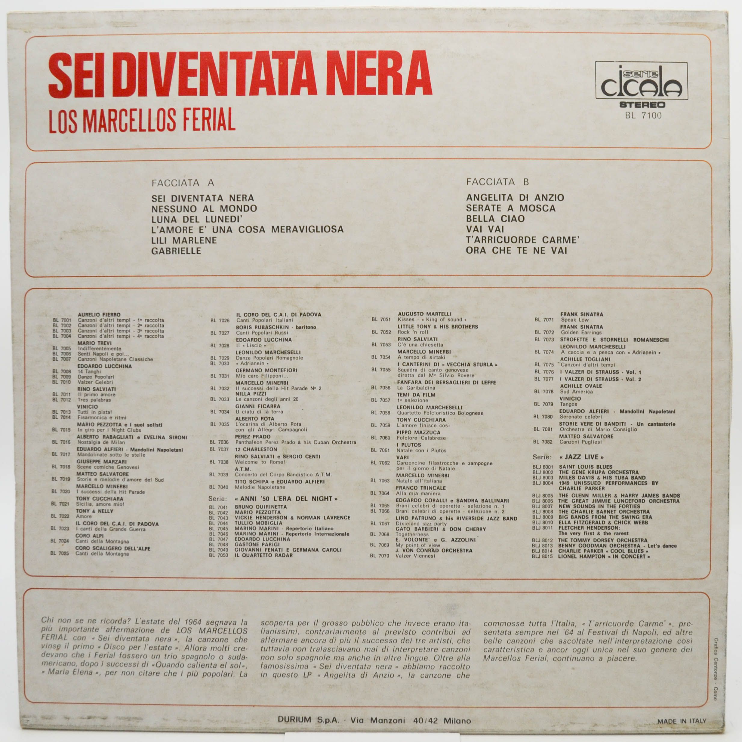 Los Marcellos Ferial — Sei Diventata Nera, 1975