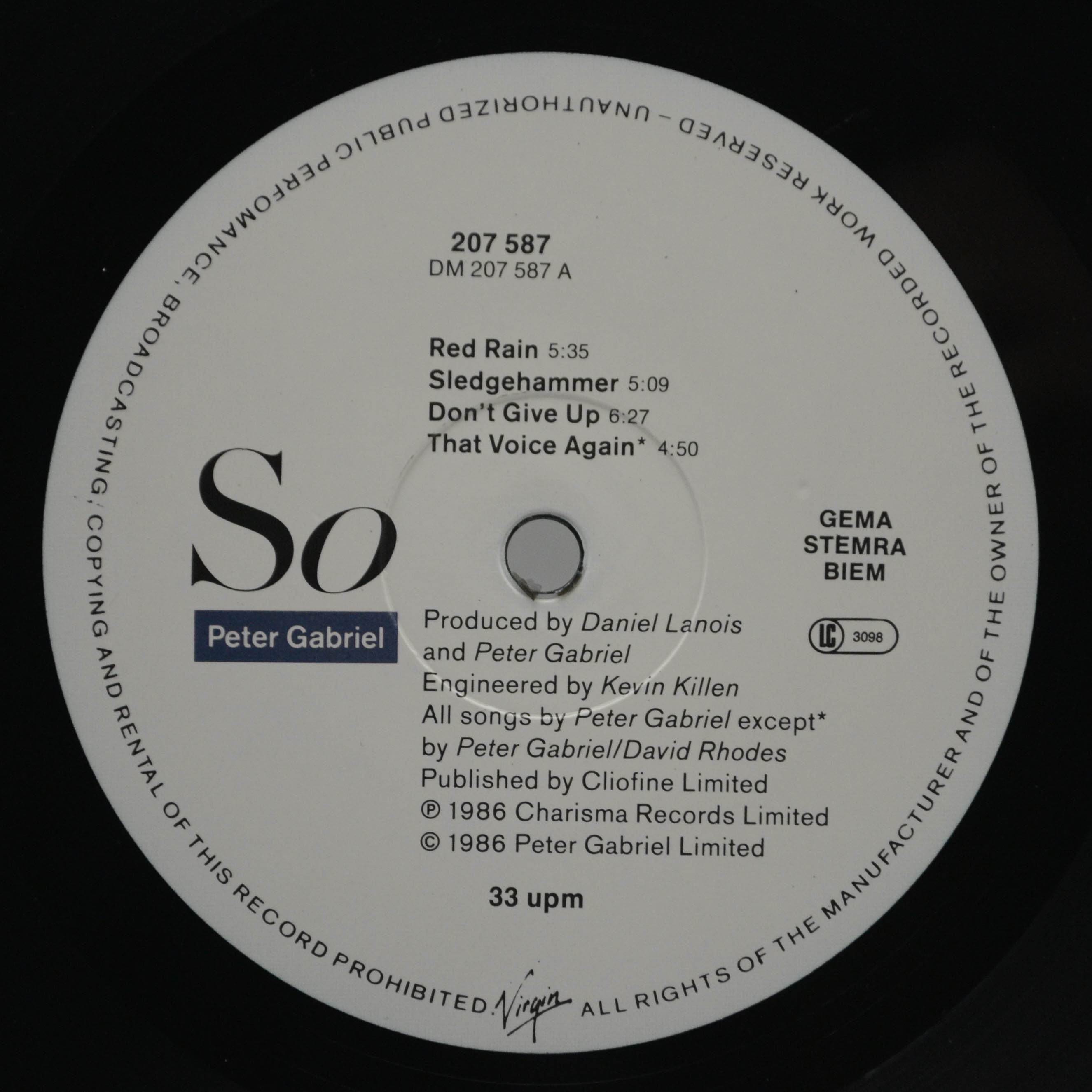 Peter Gabriel — So, 1986