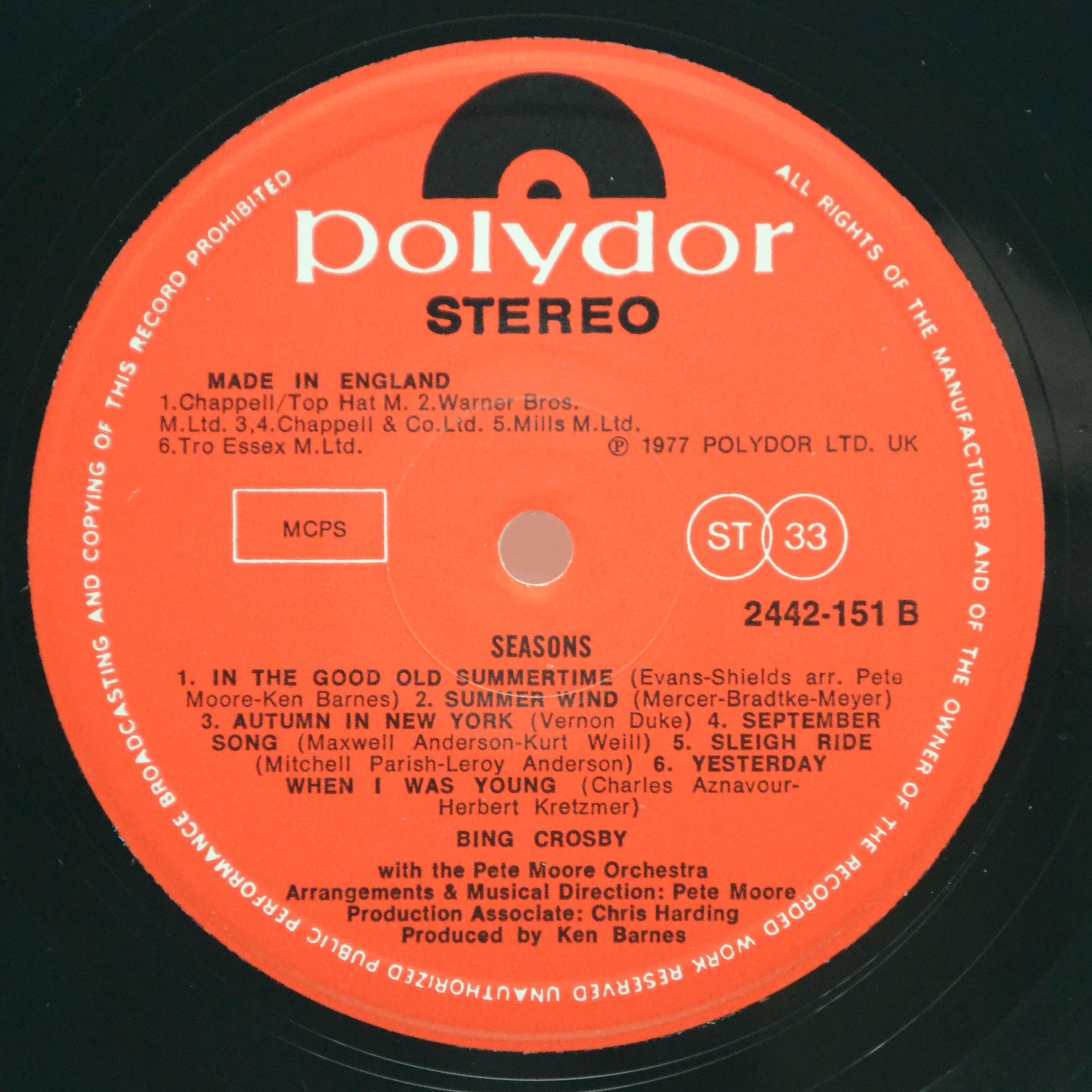 Bing Crosby — Seasons (UK), 1977