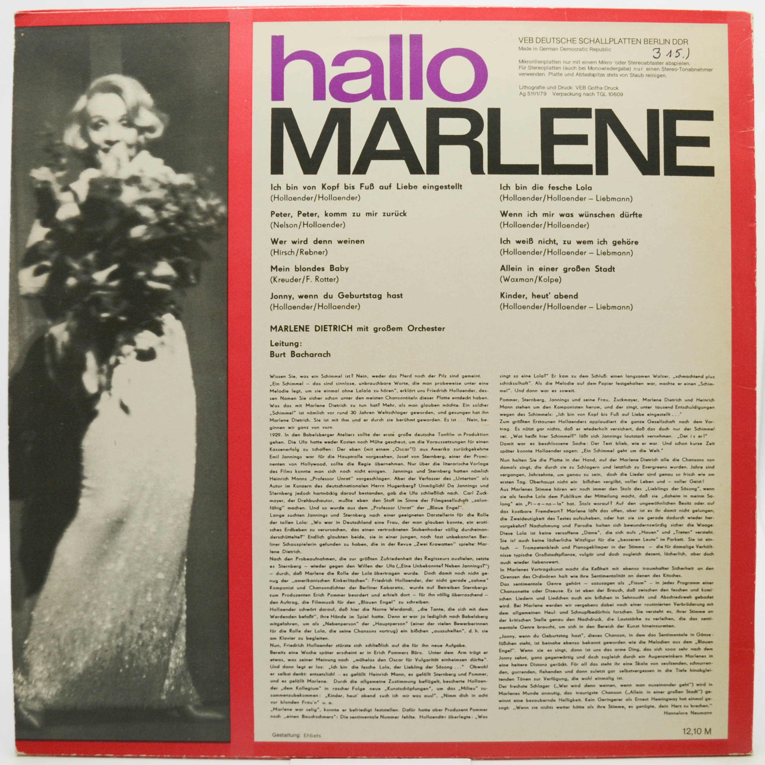 Marlene Dietrich — Hallo Marlene, 1979