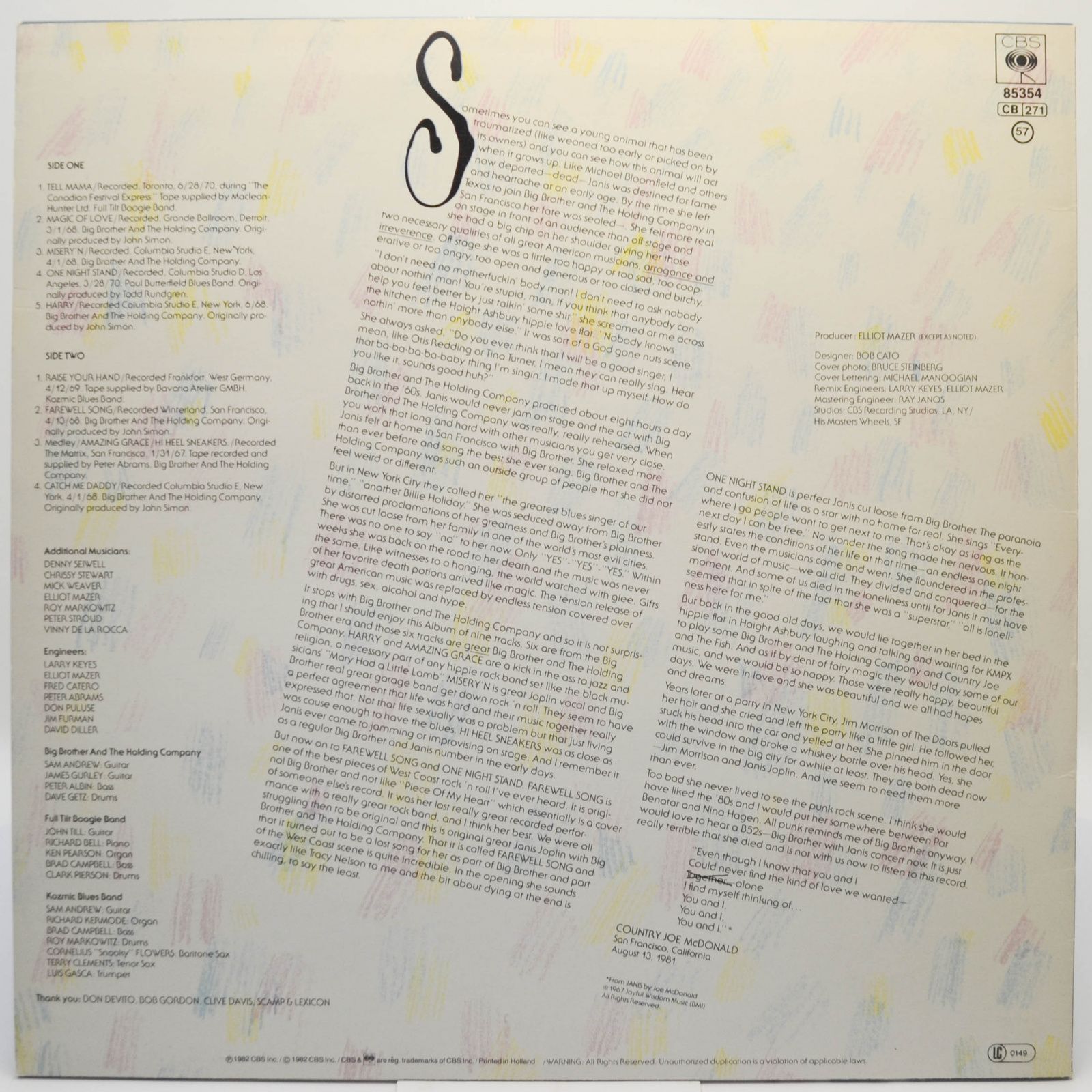 Janis Joplin — Farewell Song, 1982