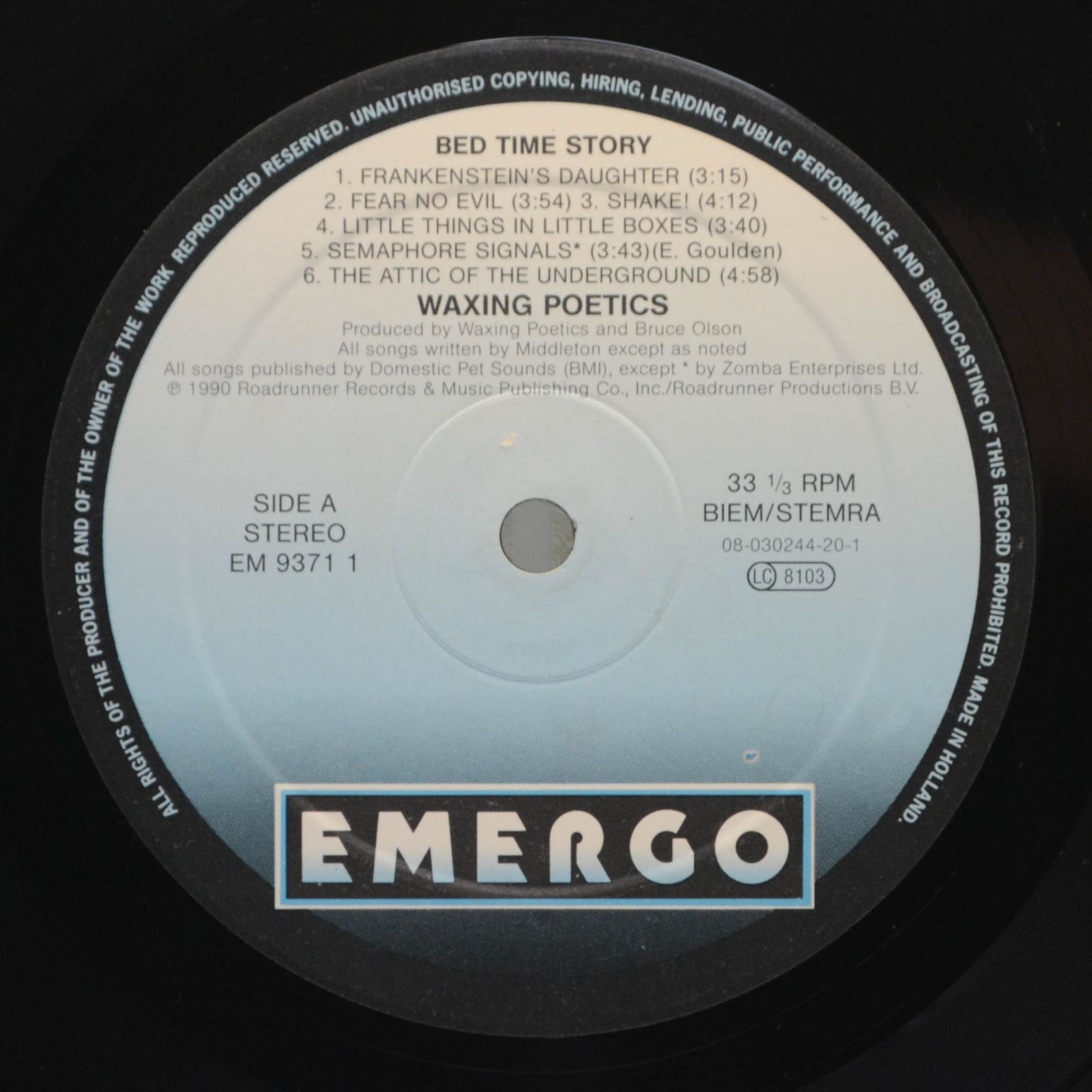 Waxing Poetics — Bed Time Story, 1990