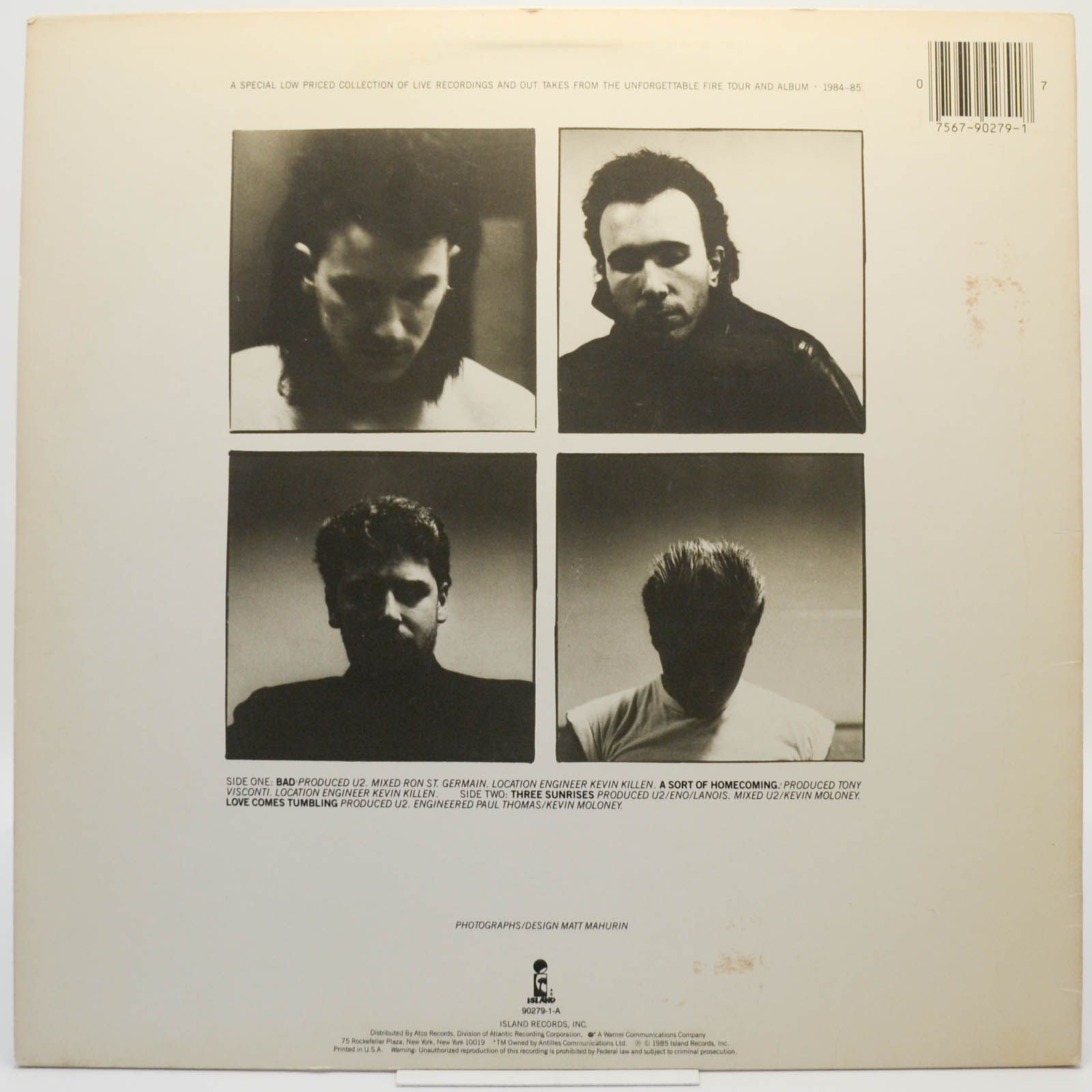 U2 — Wide Awake In America (USA), 1985