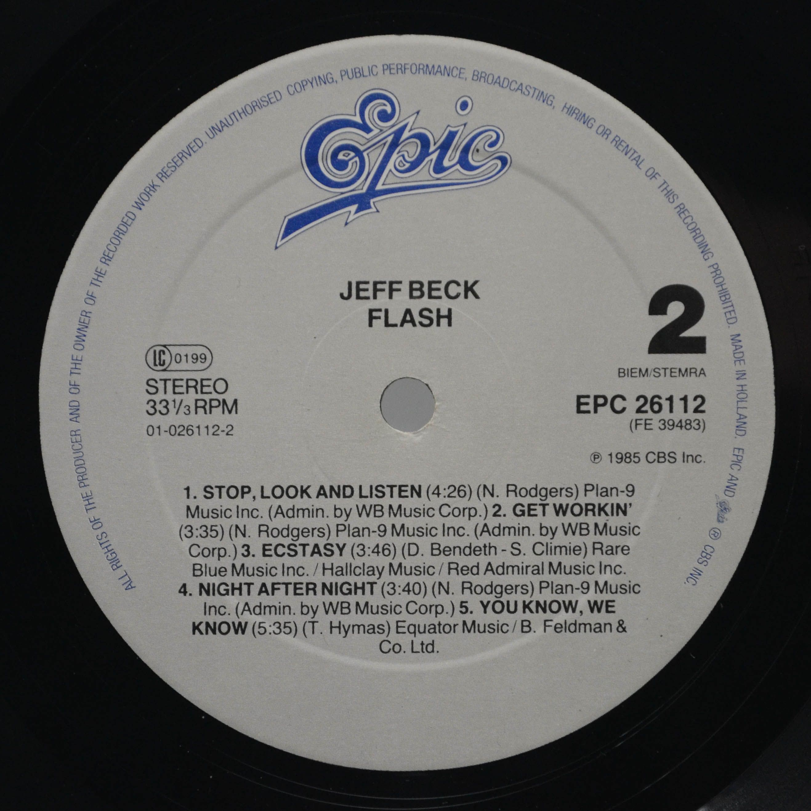 Jeff Beck — Flash, 1985