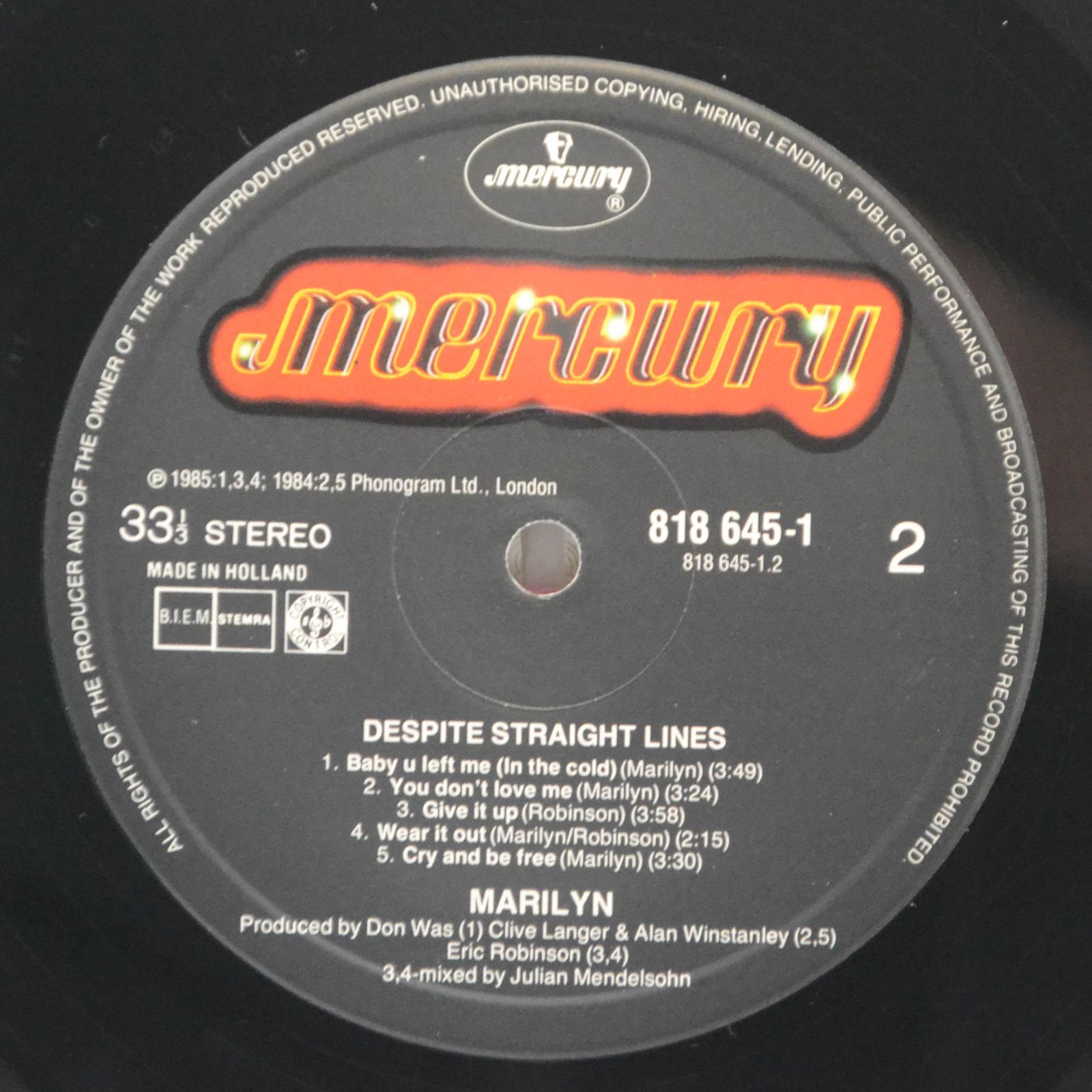 Marilyn — Despite Straight Lines, 1985