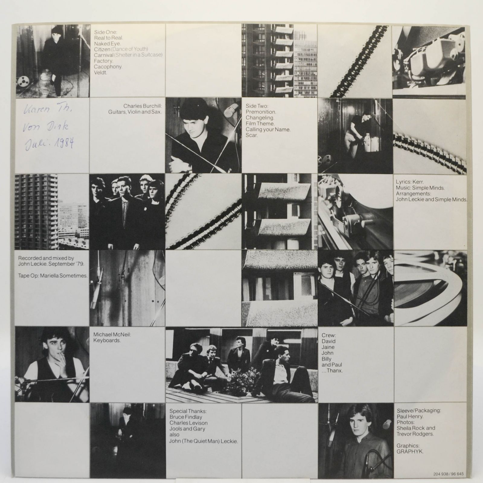 Simple Minds — Real To Real Cacophony, 1982