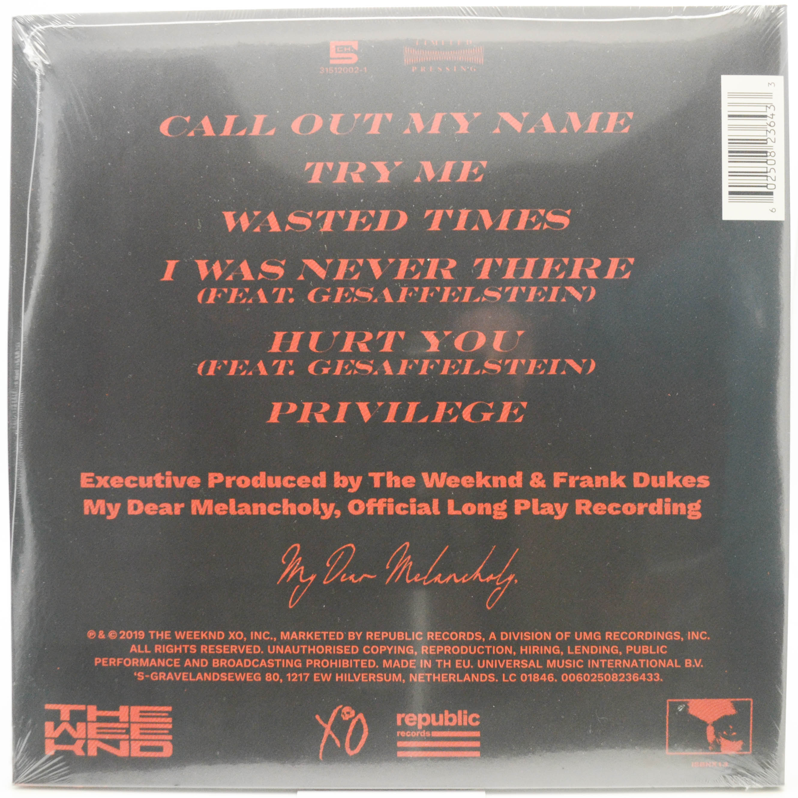 Weeknd — My Dear Melancholy,, 2018