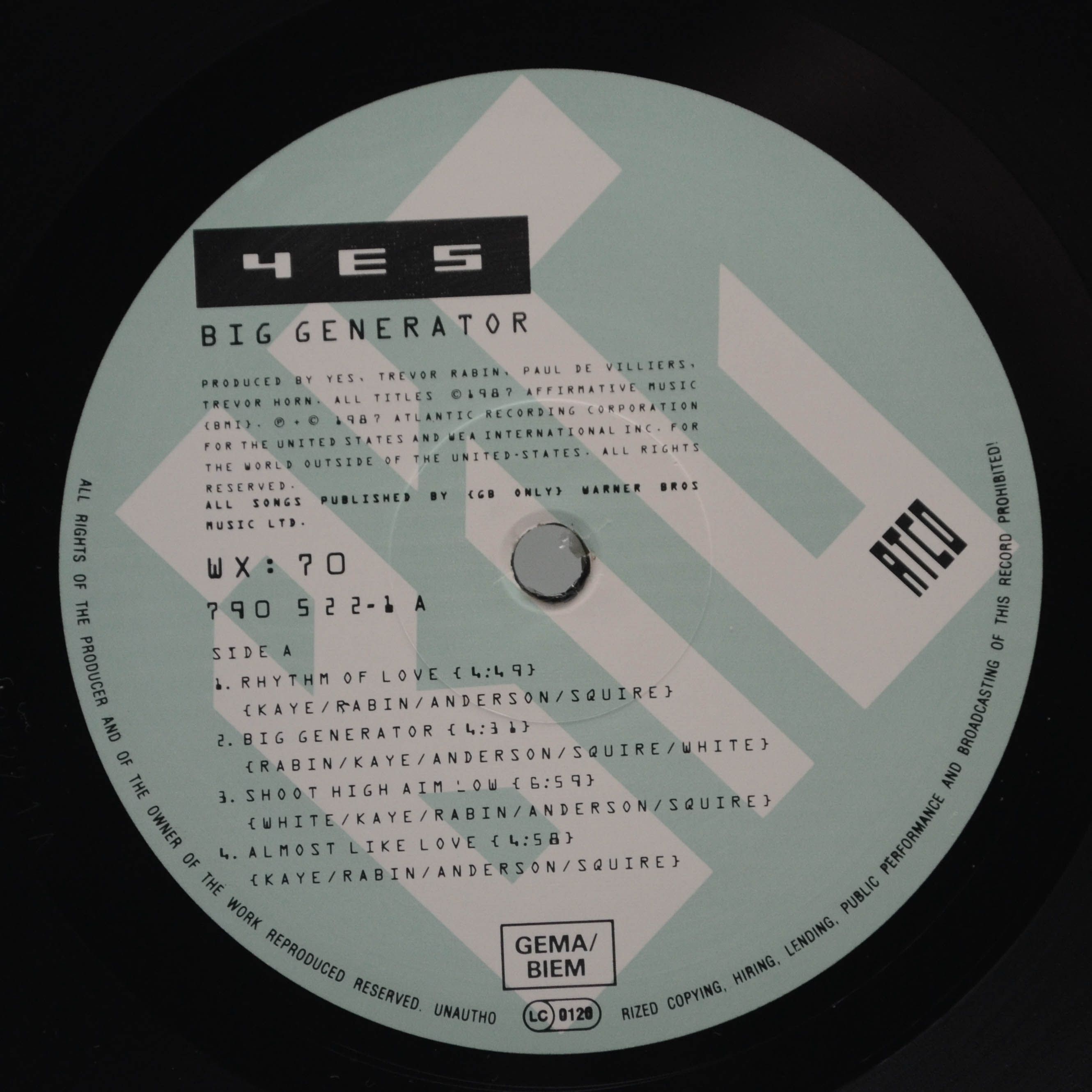 Yes — Big Generator, 1987