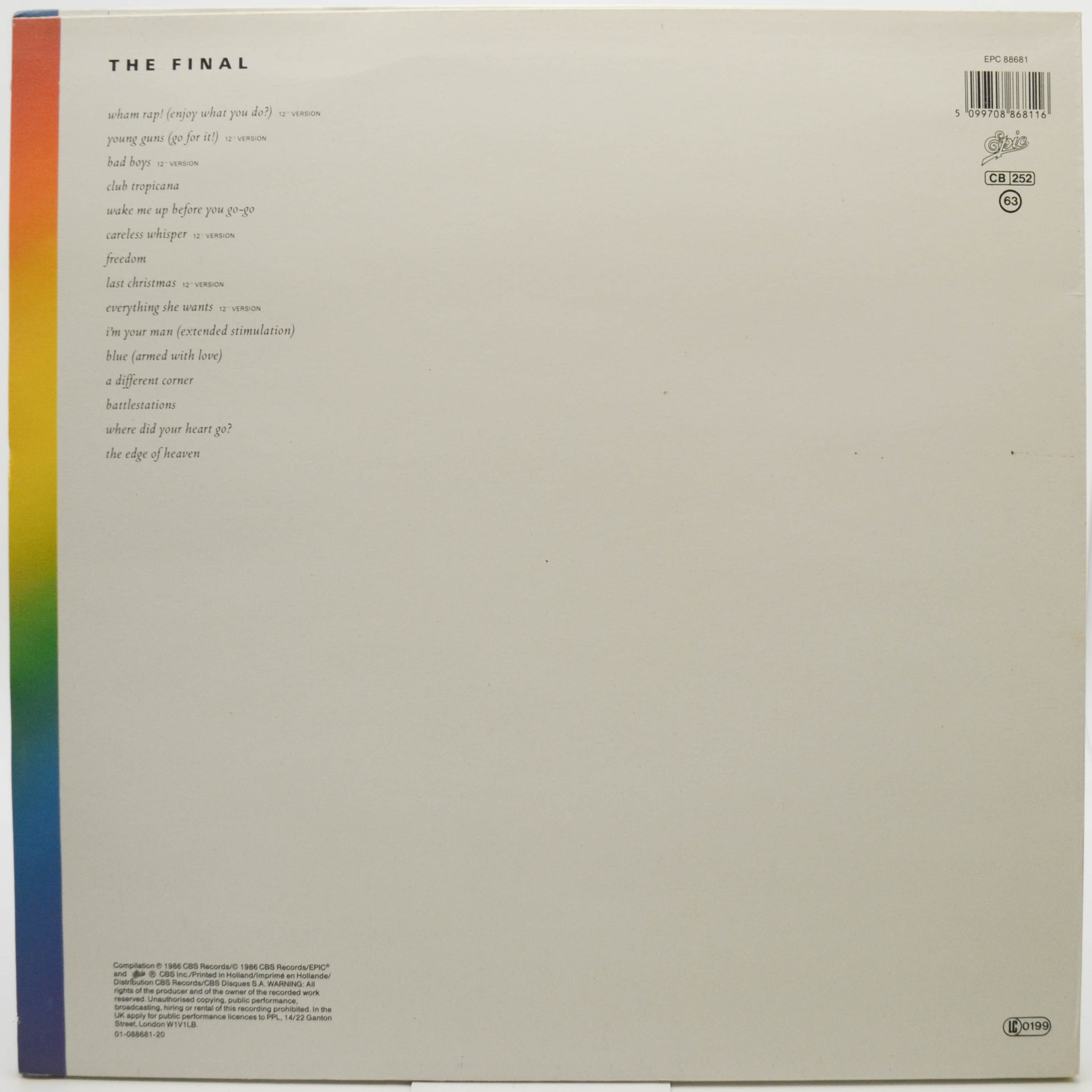 Wham! — The Final (2LP), 1986