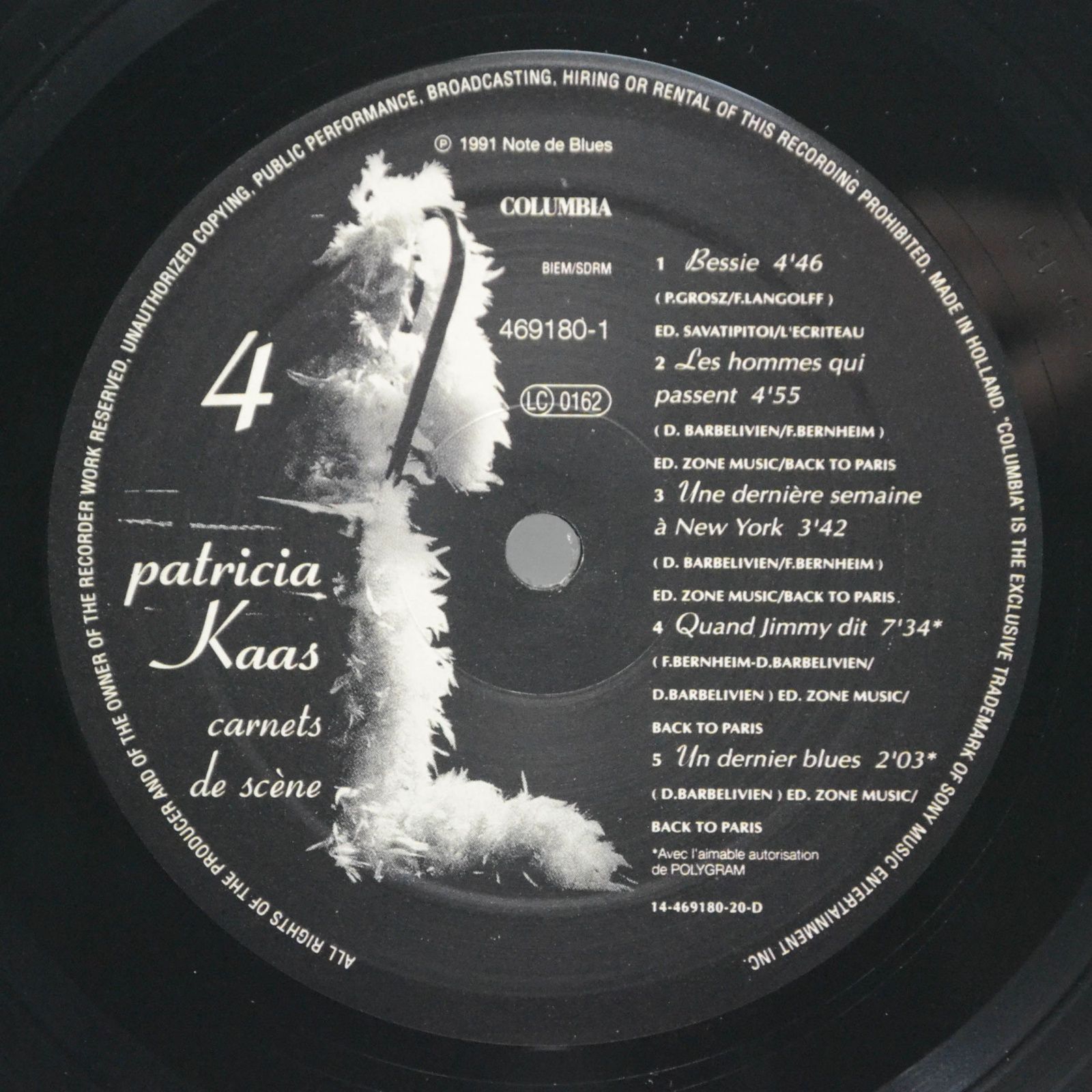 Patricia Kaas — Carnets De Scène (2LP), 1991