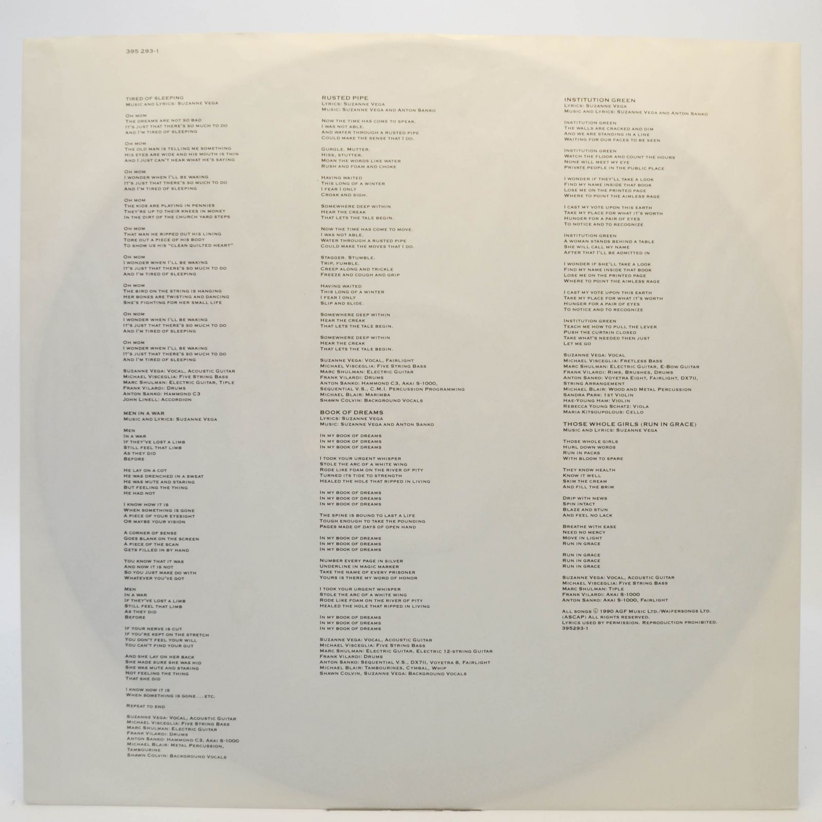 Suzanne Vega — Days Of Open Hand, 1990