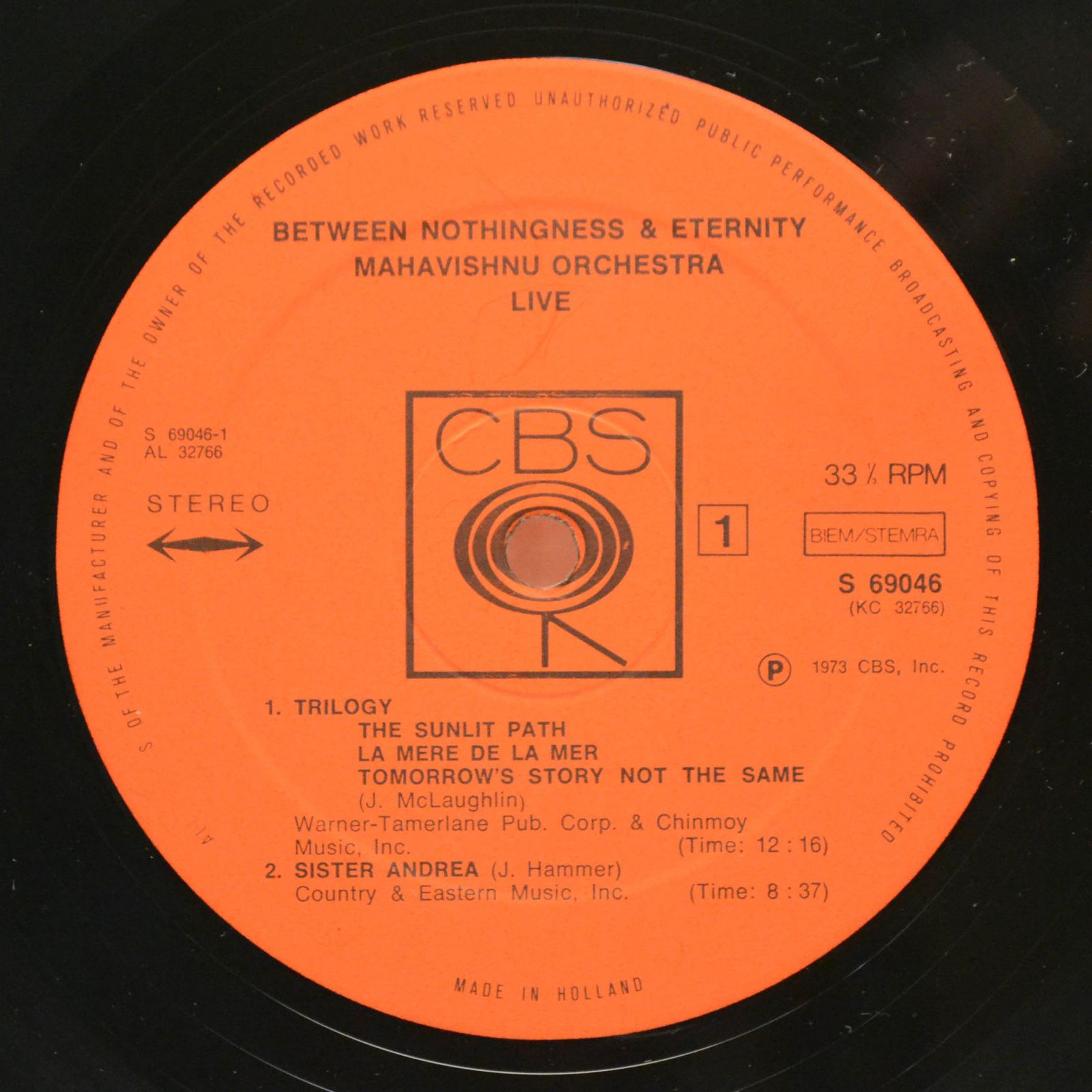 Mahavishnu Orchestra — Between Nothingness & Eternity, 1973