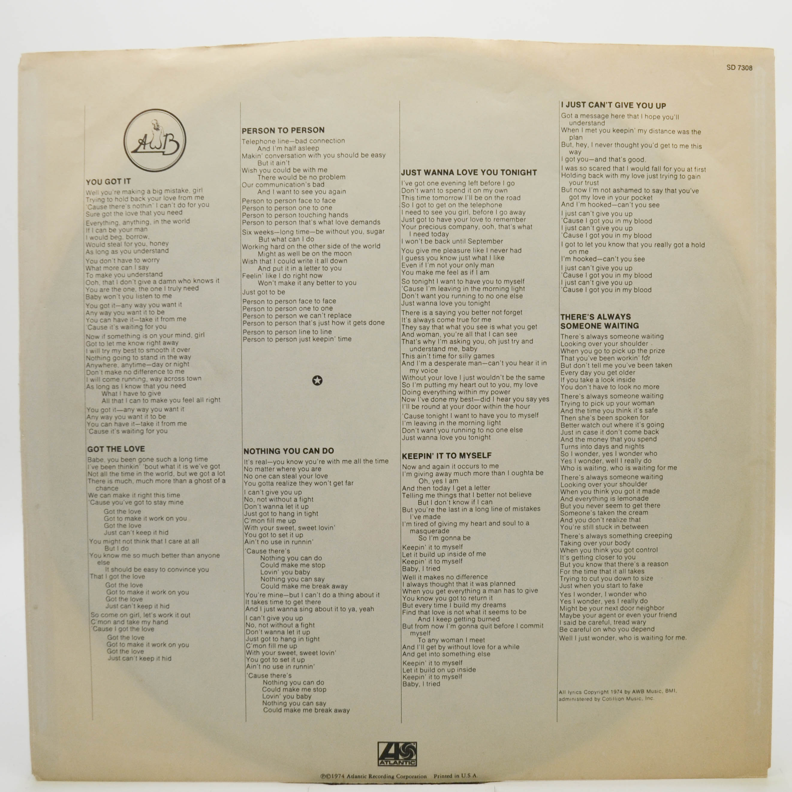 Average White Band — AWB (USA), 1974