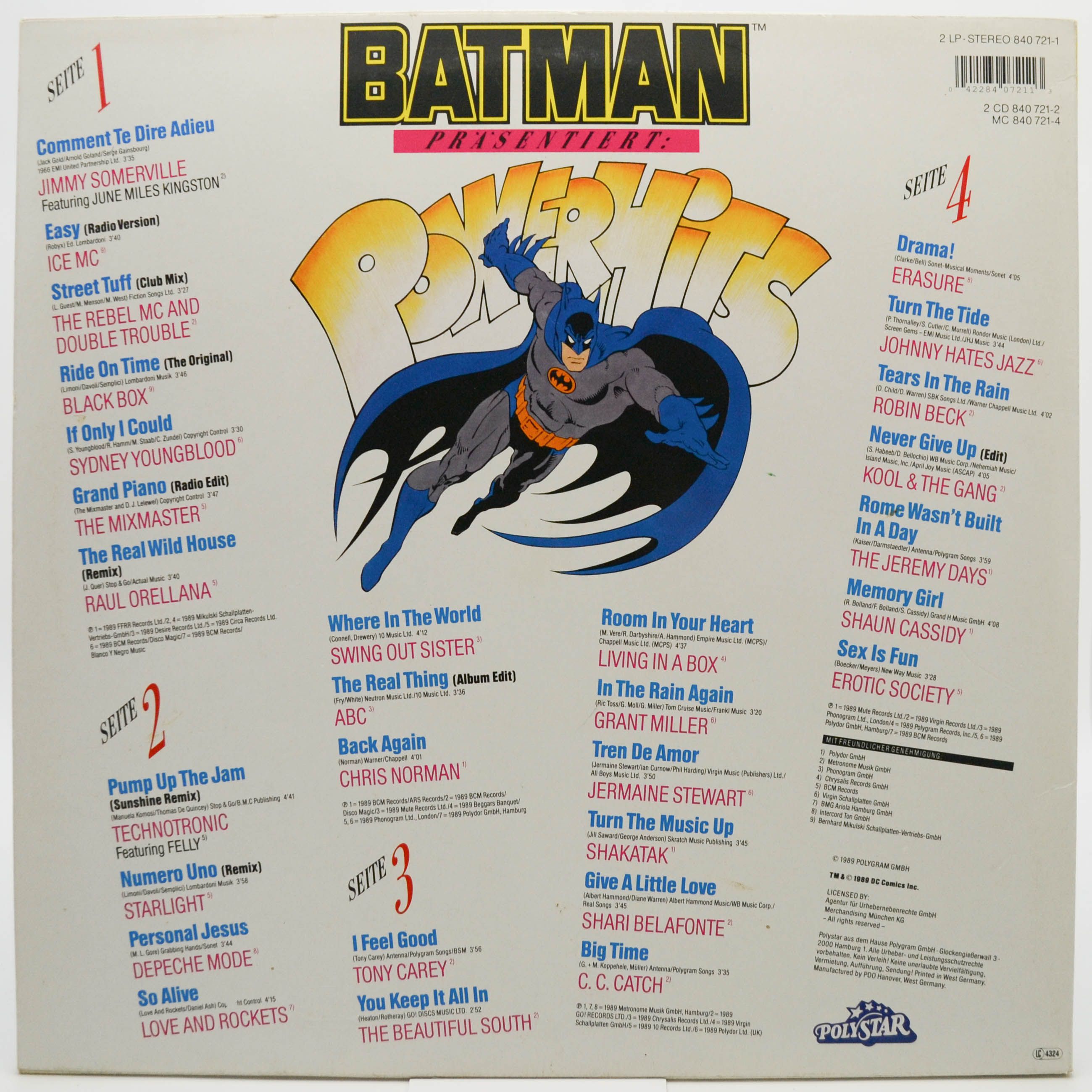 Various — Batman Präsentiert: Powerhits (2LP), 1989