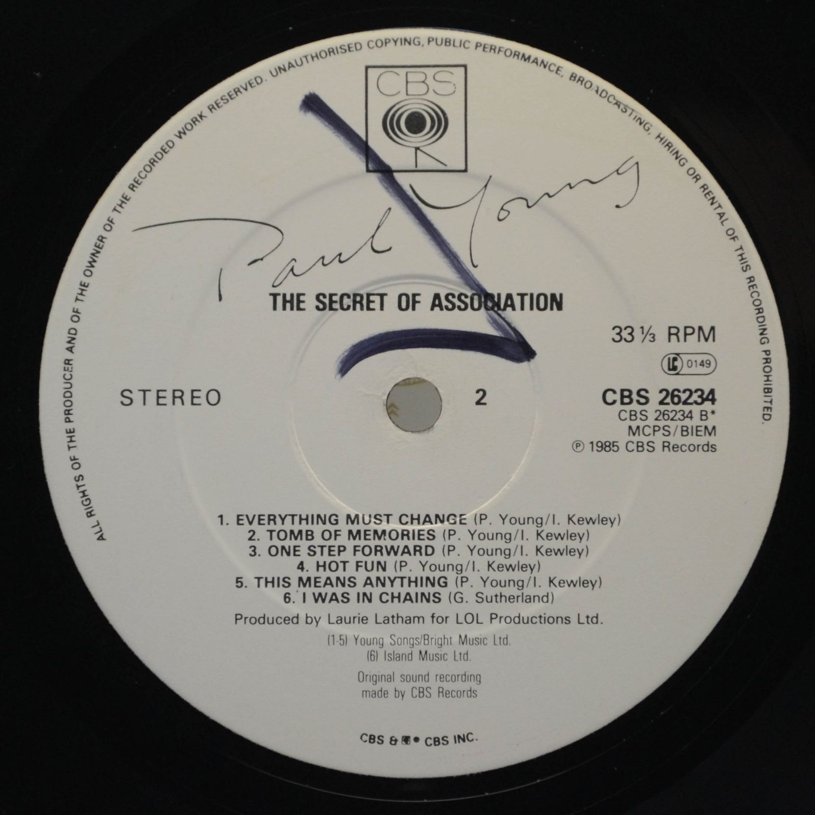 Paul Young — The Secret Of Association (UK), 1985