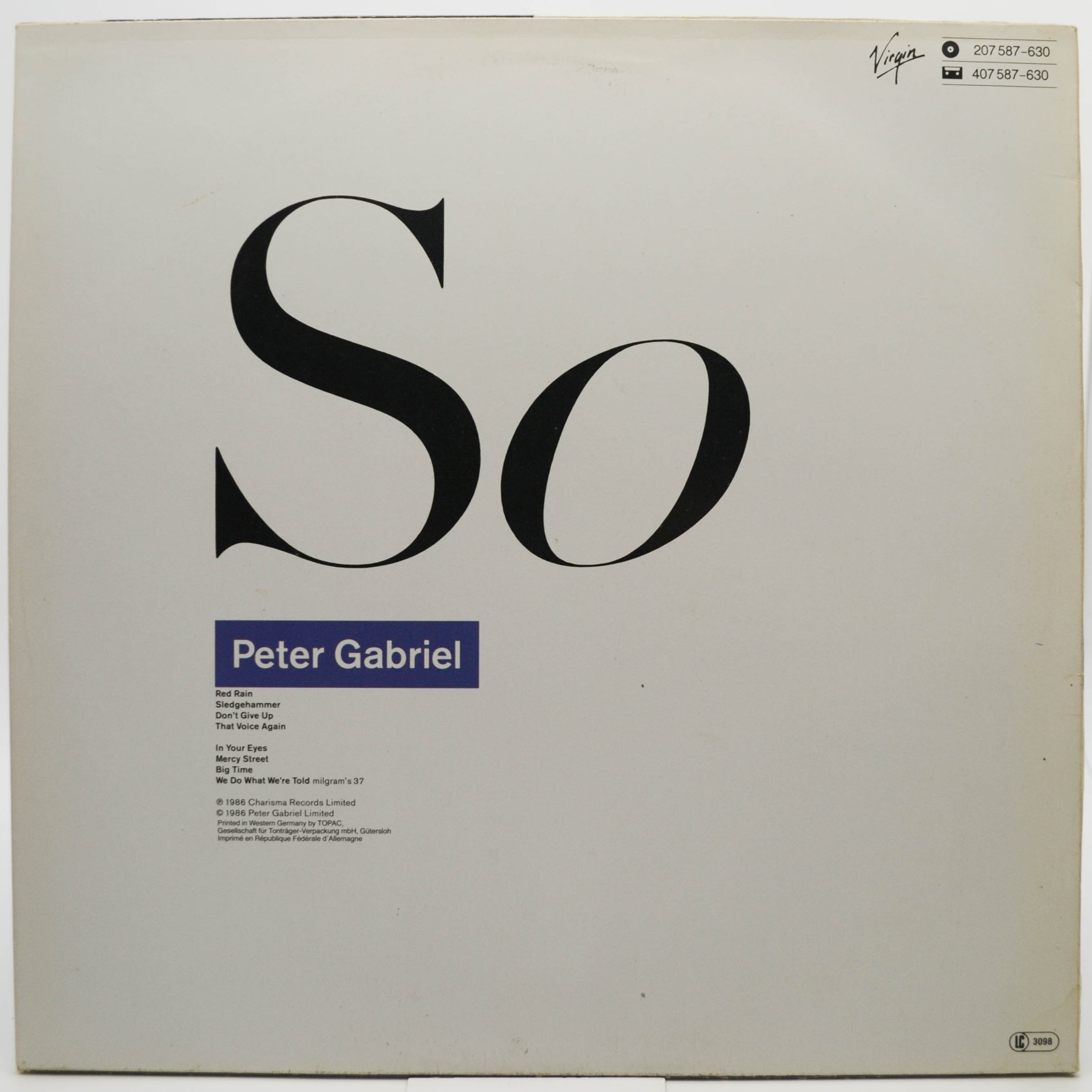 Peter Gabriel — So, 1986