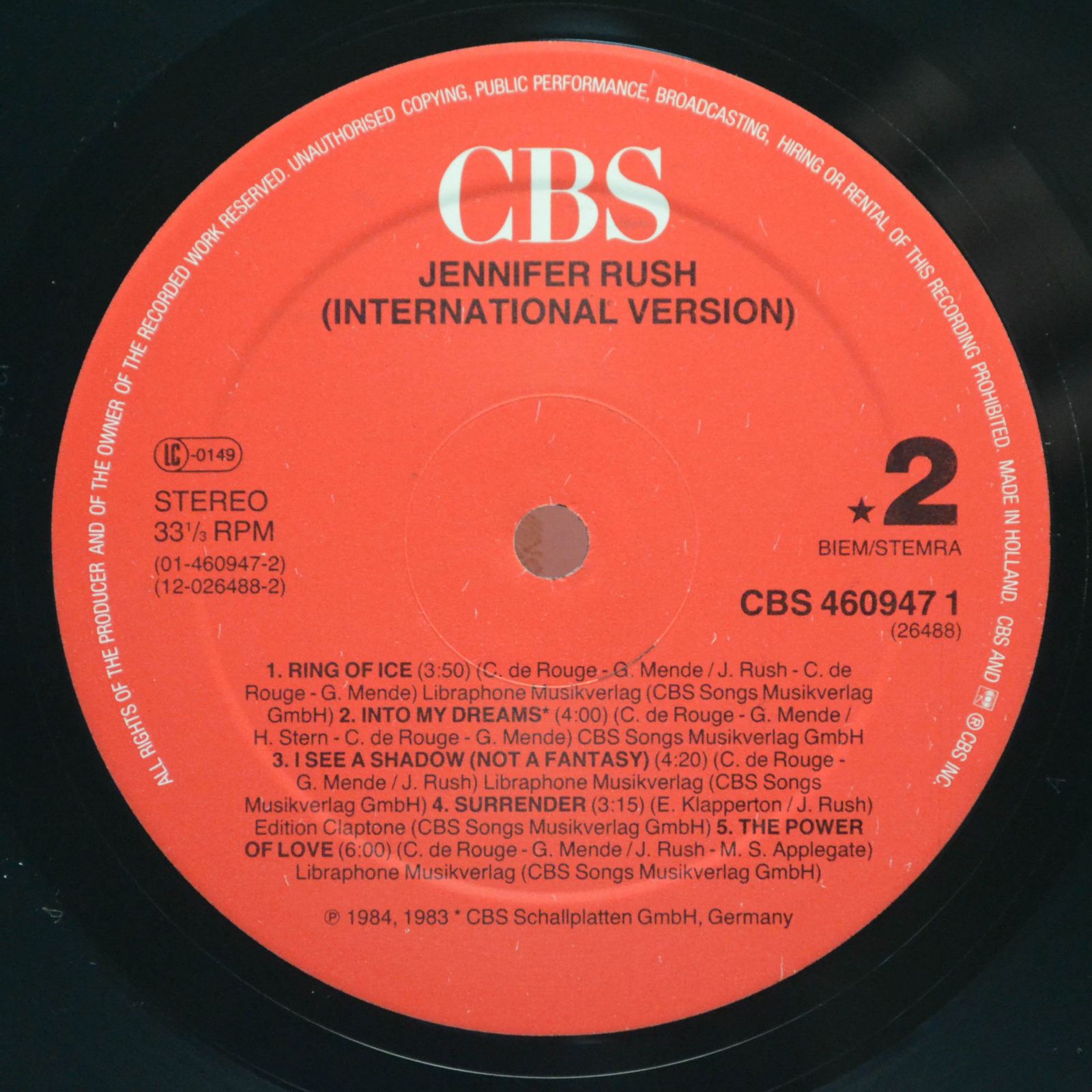 Jennifer Rush — Jennifer Rush (International Version), 1984