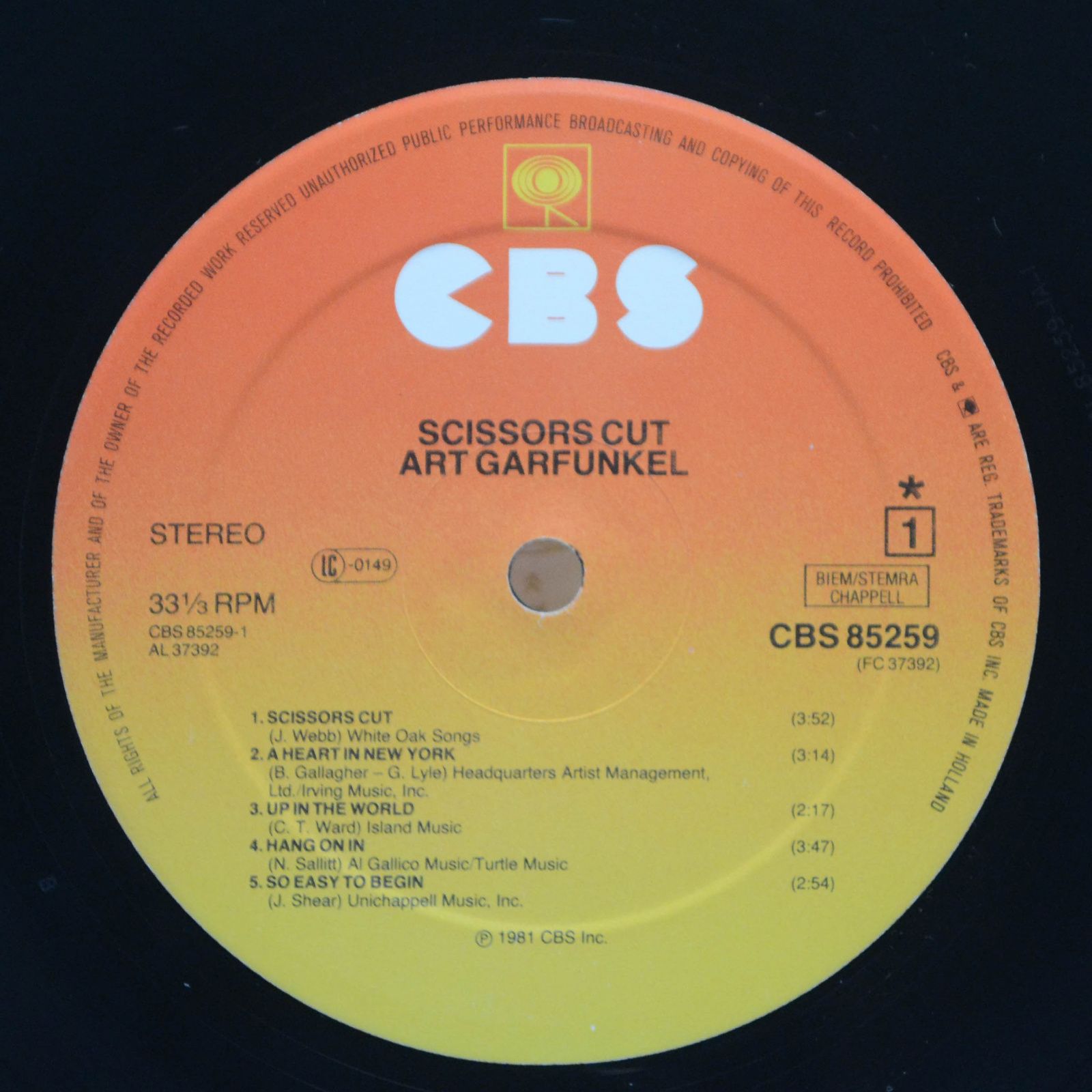 Art Garfunkel — Scissors Cut, 1981