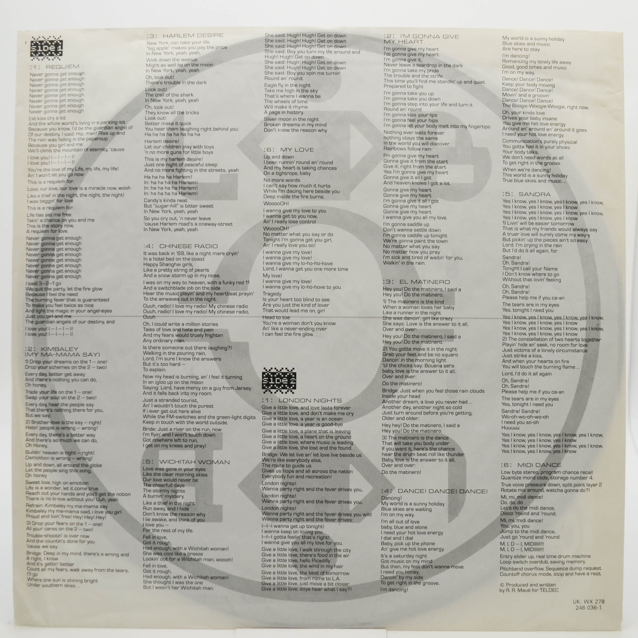 London Boys — The Twelve Commandments Of Dance, 1989