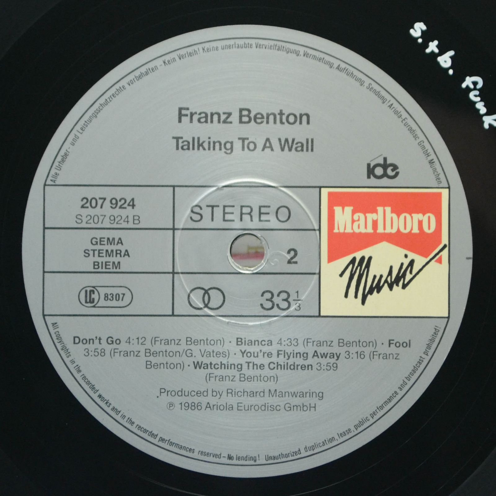 Franz Benton — Talking To A Wall, 1986