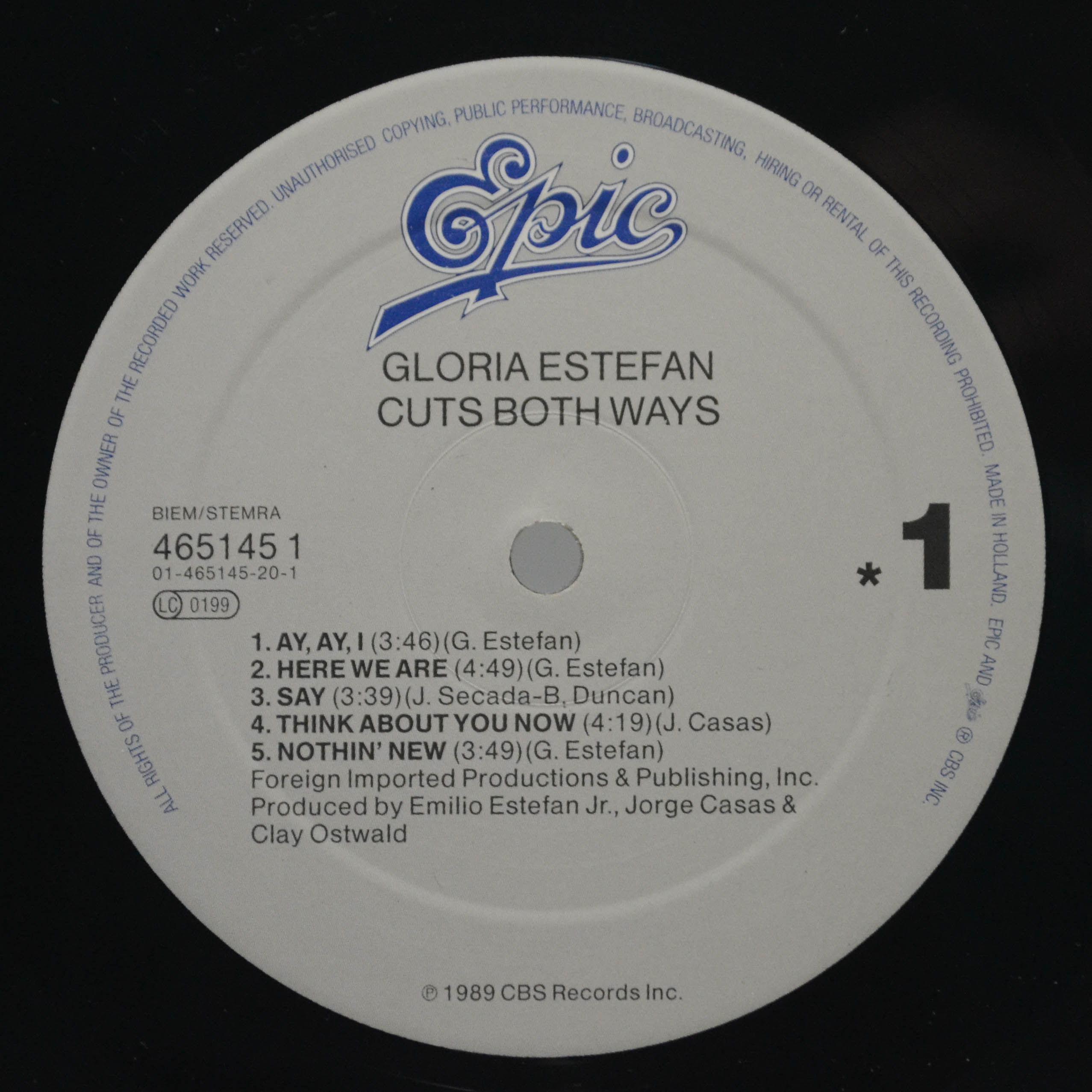 Gloria Estefan — Cuts Both Ways, 1989