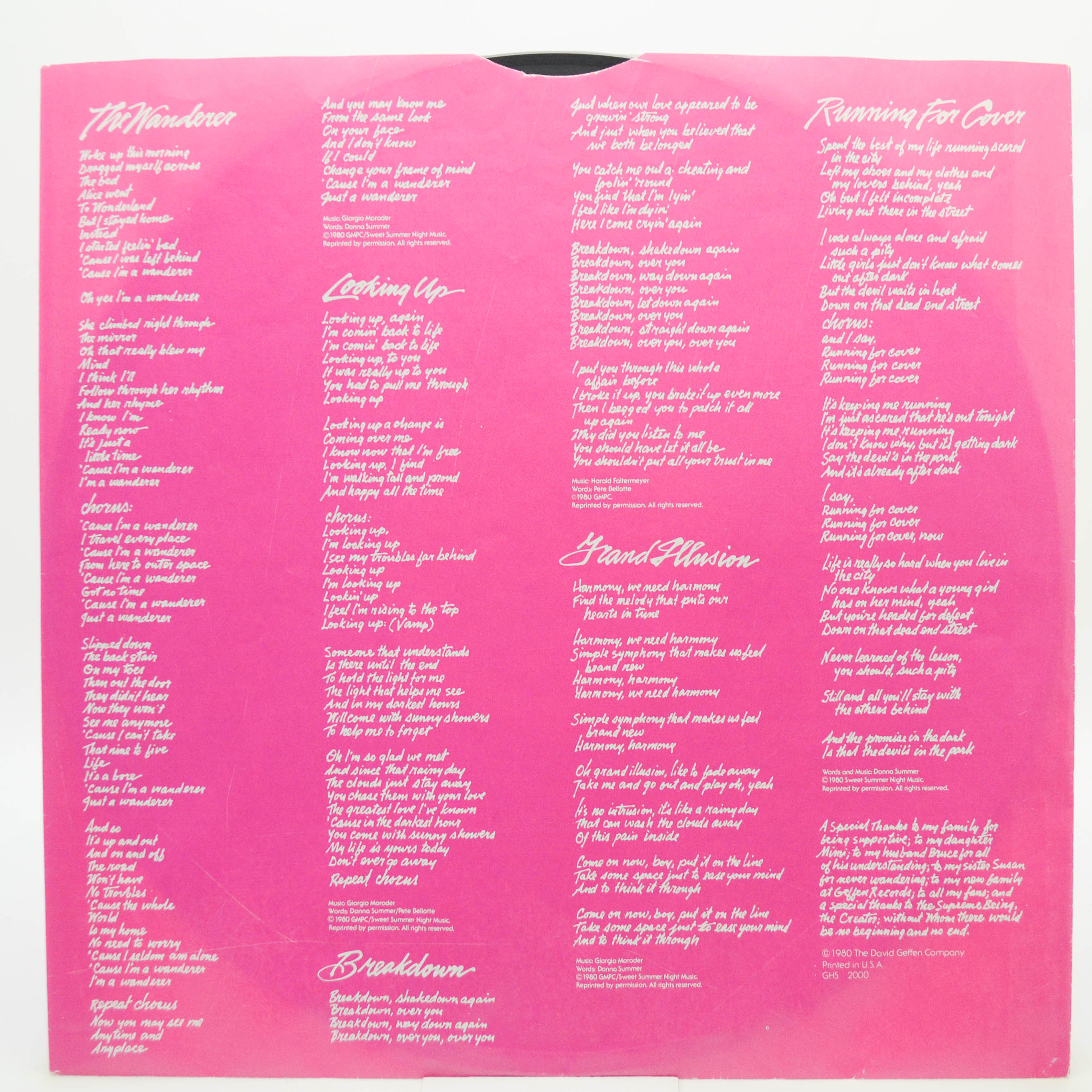 Donna Summer — The Wanderer (1-st, USA), 1980