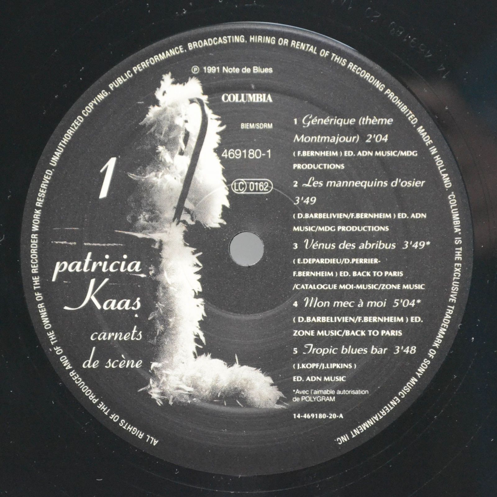 Patricia Kaas — Carnets De Scène (2LP), 1991