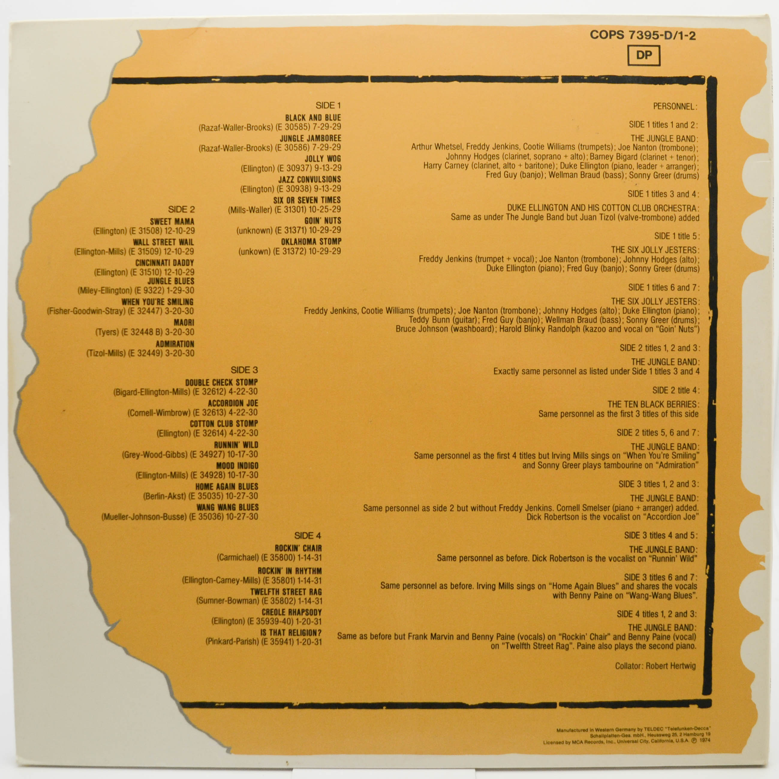 Duke Ellington — Vol. 2 (1929-1931) (2LP), 1974