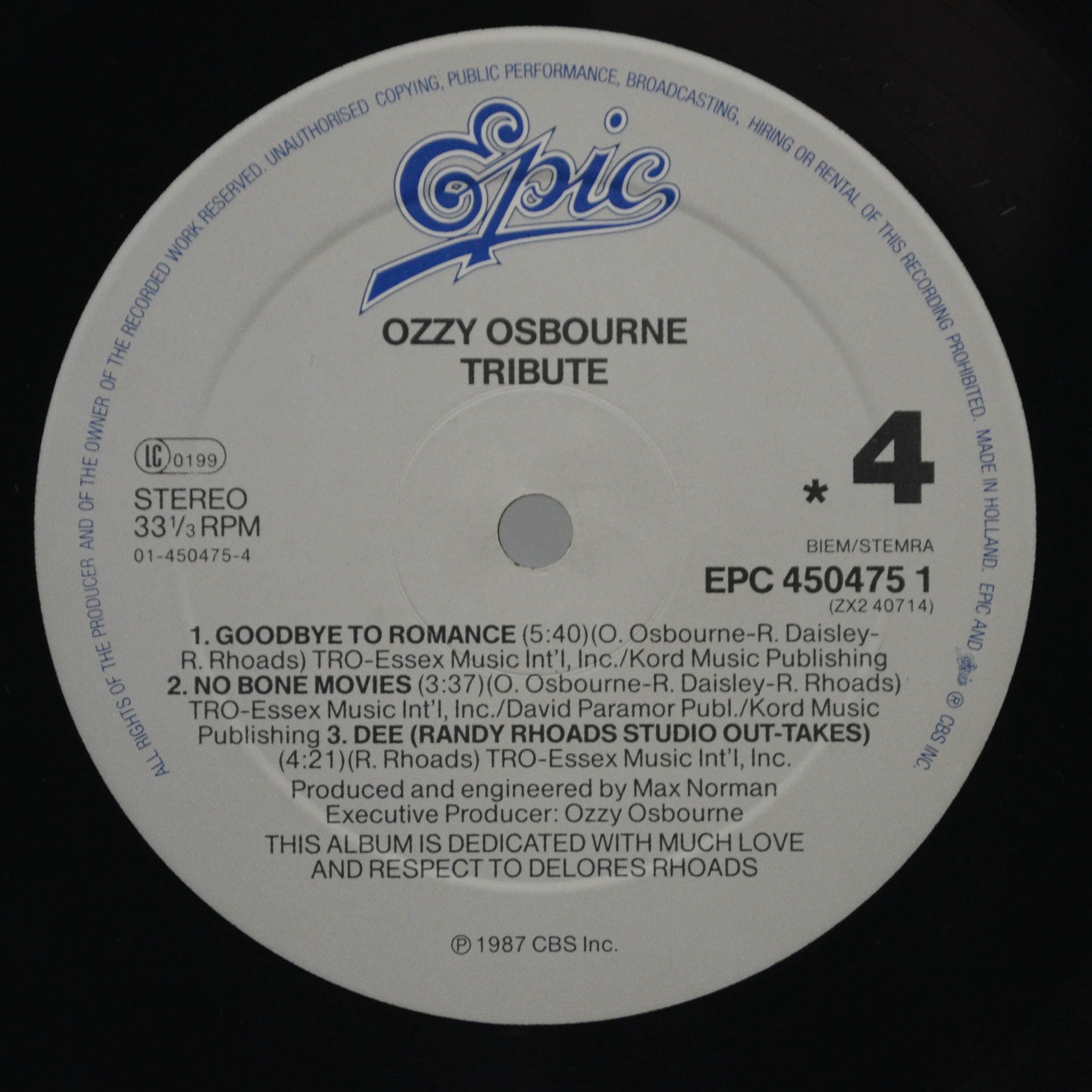 Ozzy Osbourne — Randy Rhoads Tribute (2LP), 1987
