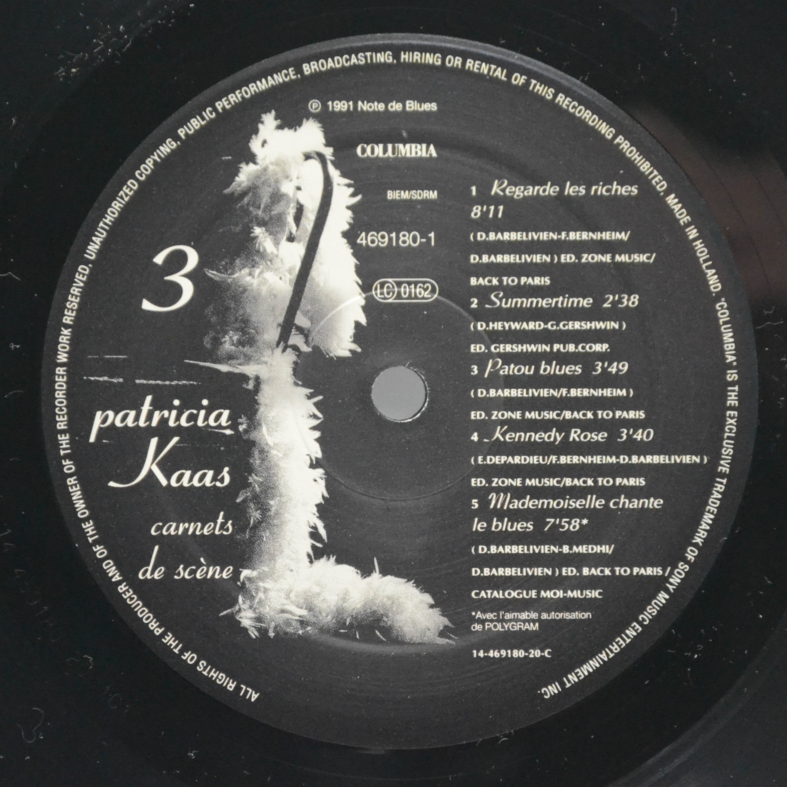 Patricia Kaas — Carnets De Scène (2LP), 1991