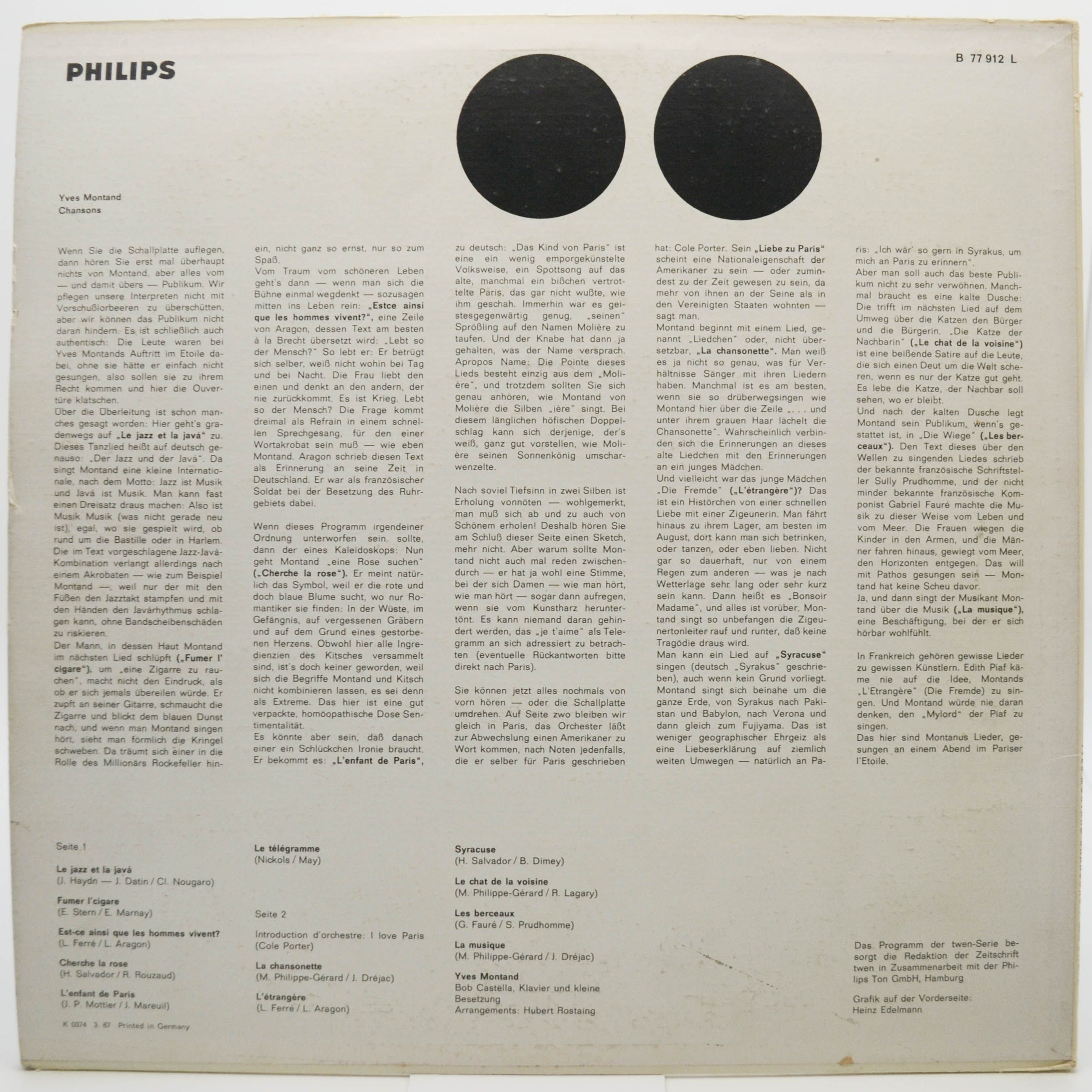 Yves Montand — Chansons, 1963