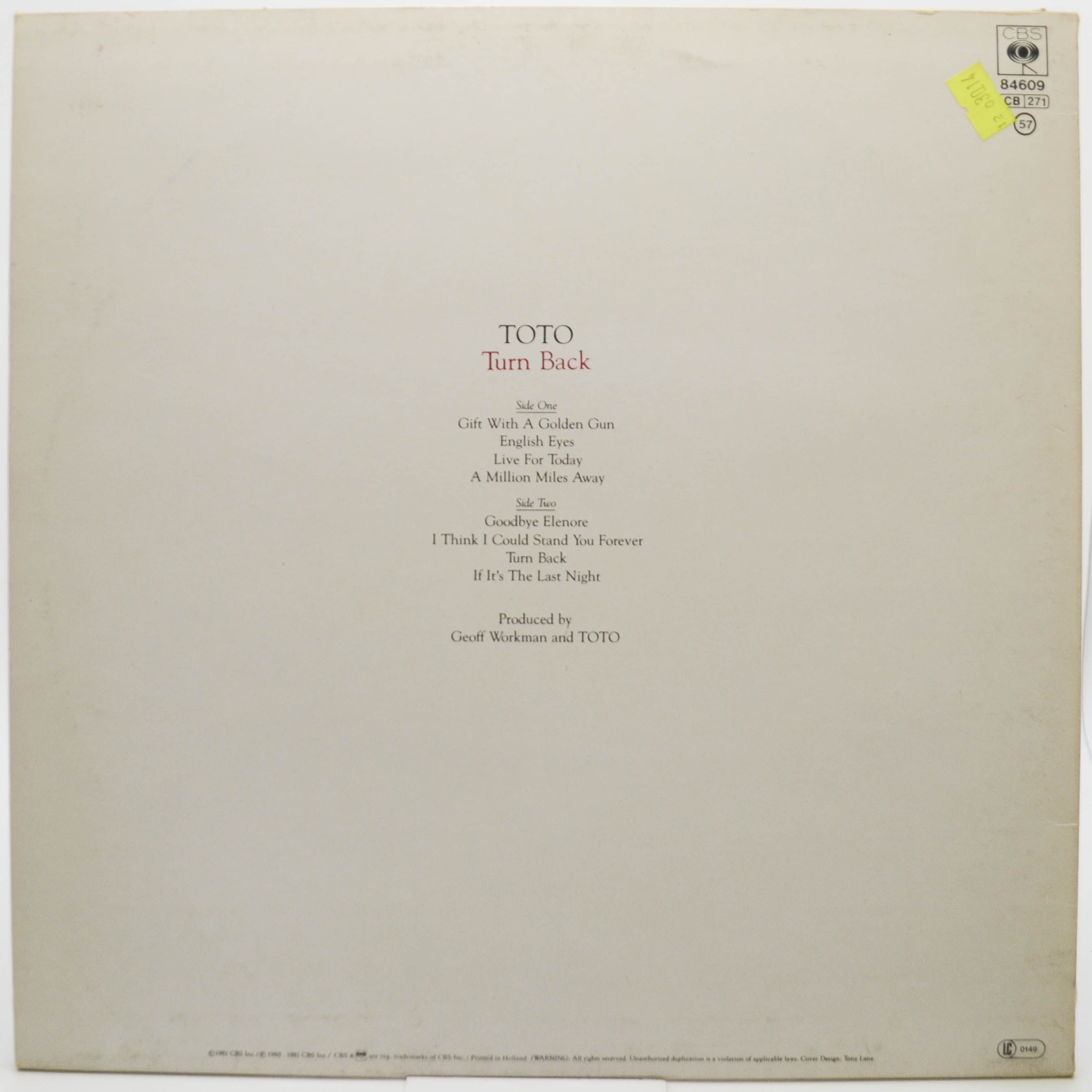 Toto — Turn Back, 1981