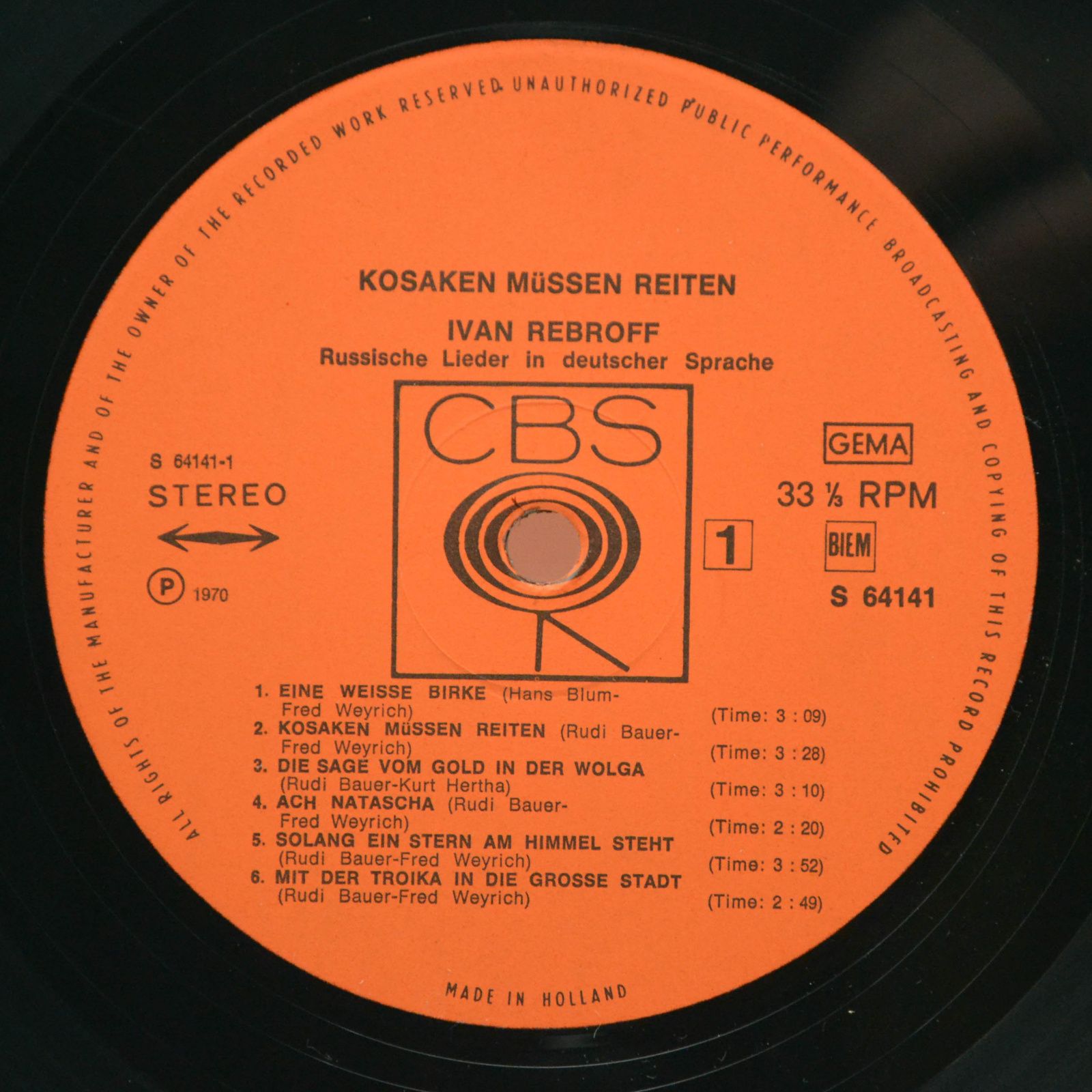 Ivan Rebroff — Kosaken Müssen Reiten, 1970