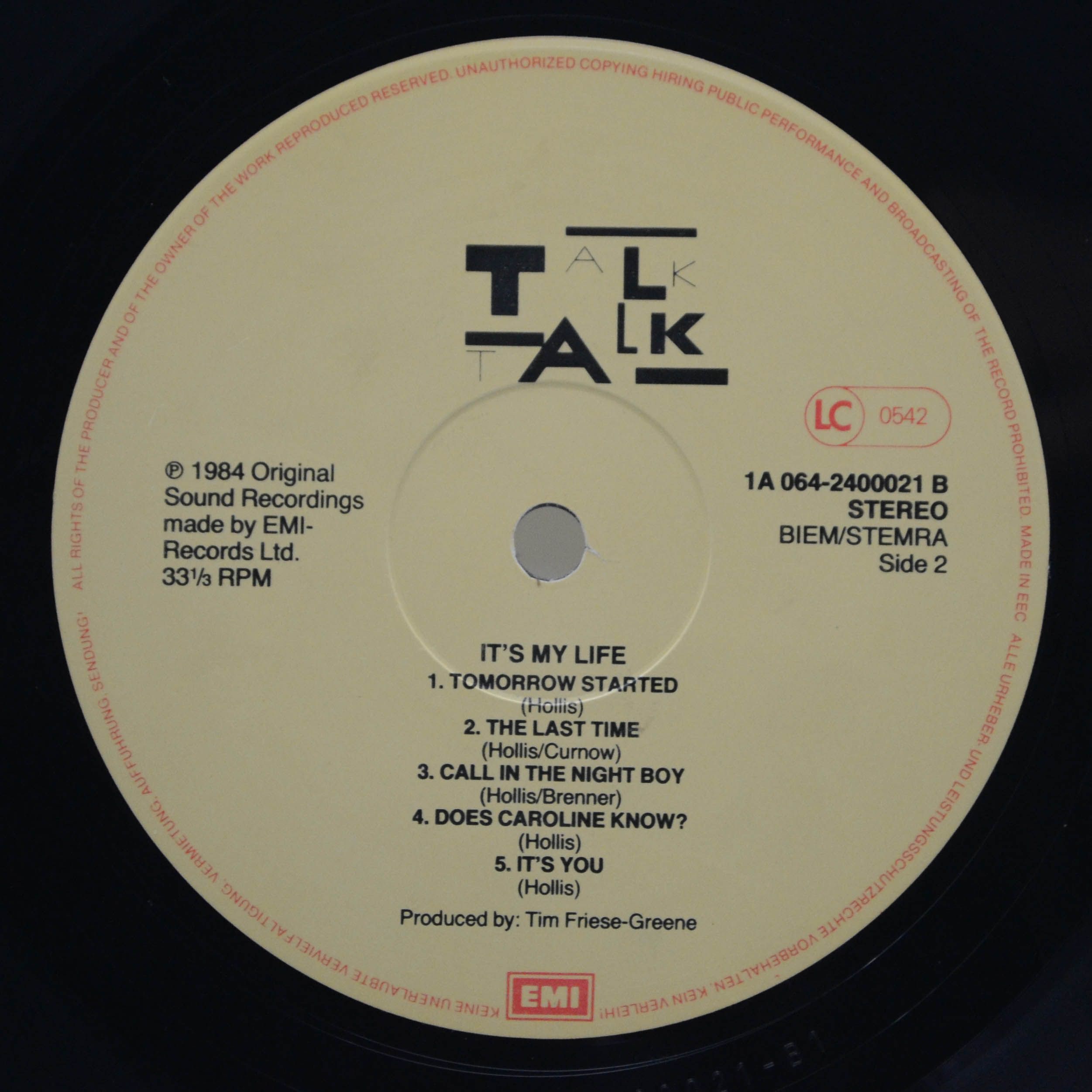 Talk Talk — It's My Life, 1984