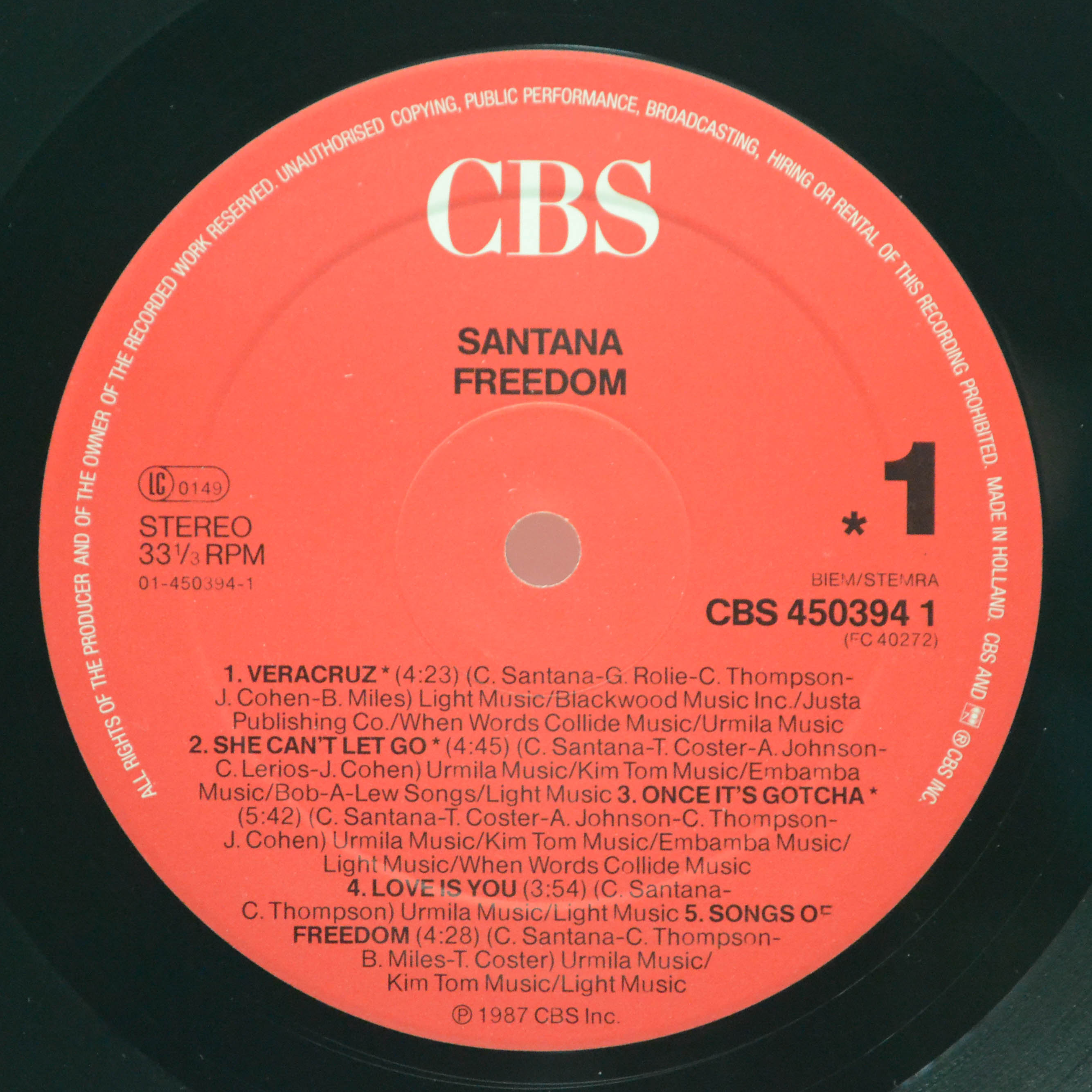 Santana — Freedom, 1987
