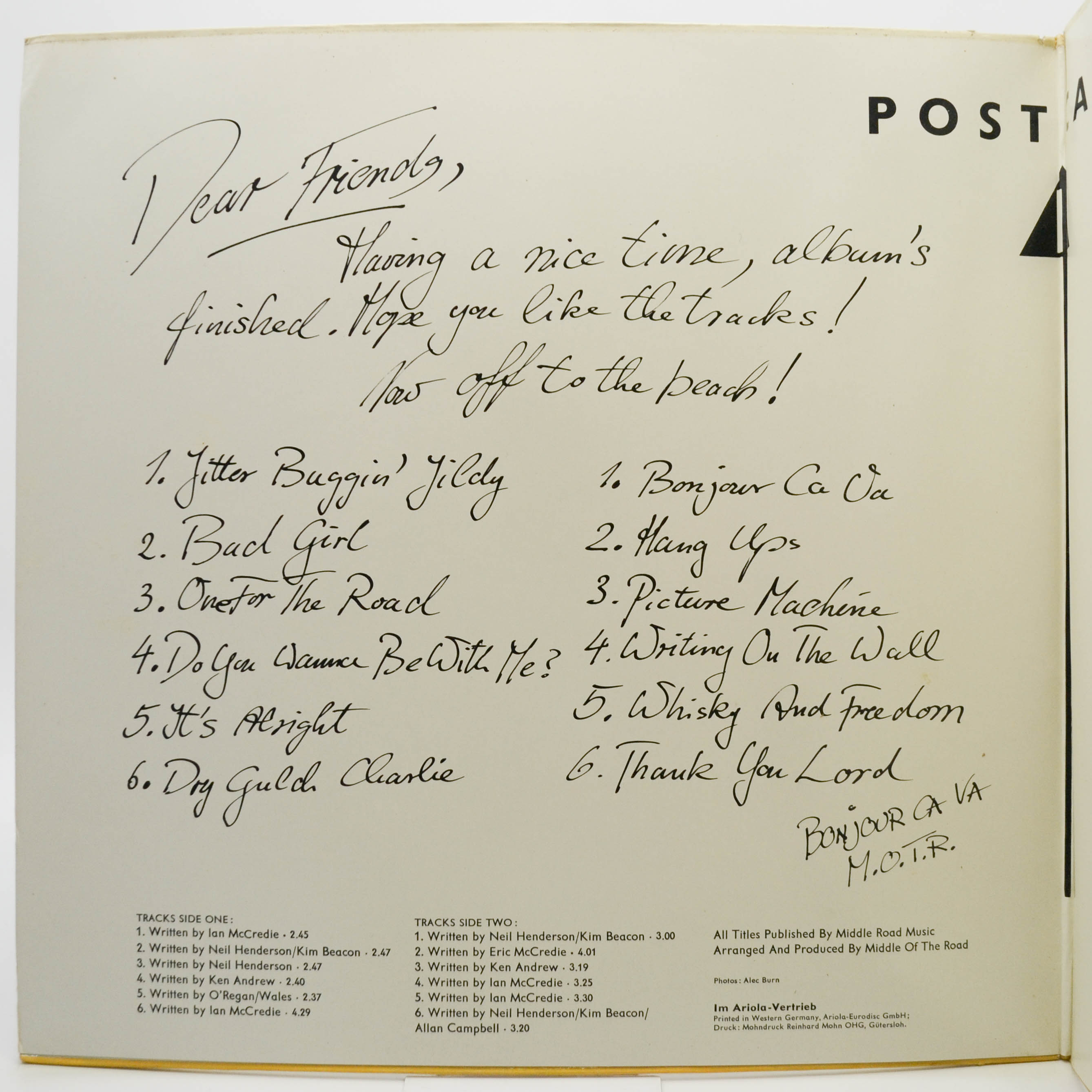 Middle Of The Road — Postcard, 1974