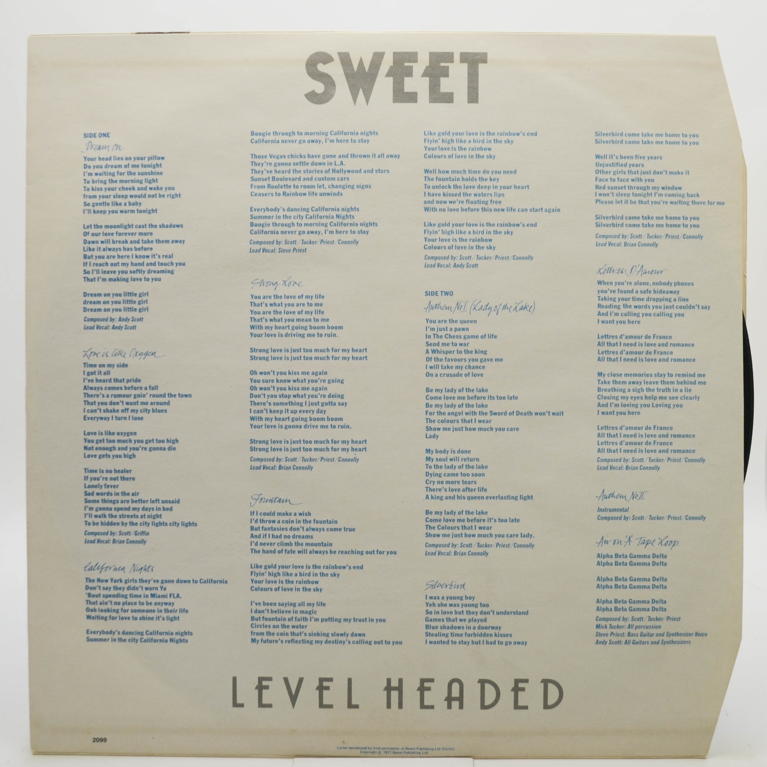 Sweet — Level Headed, 1978