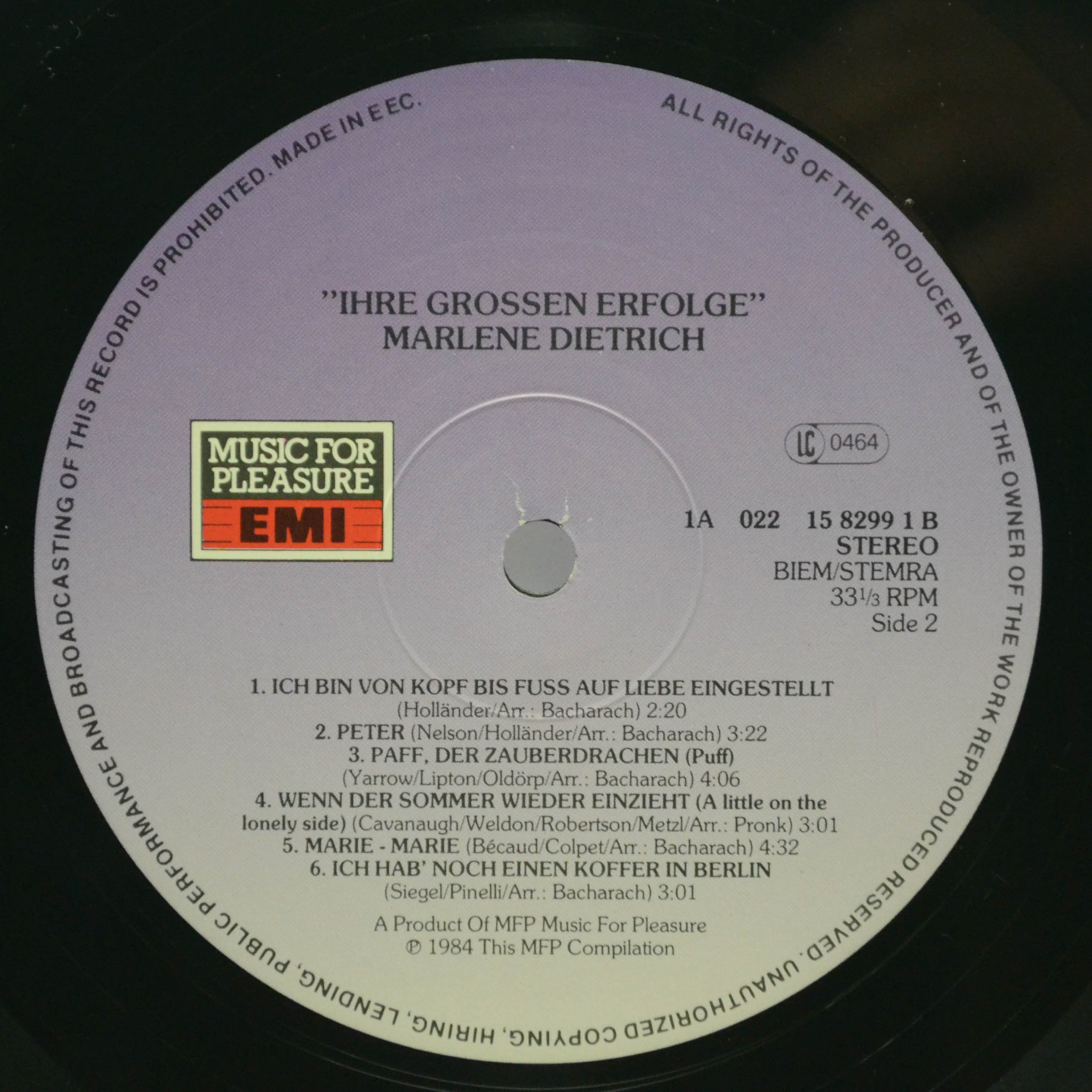 Marlene Dietrich — Ihre Grossen Erfolge, 1984