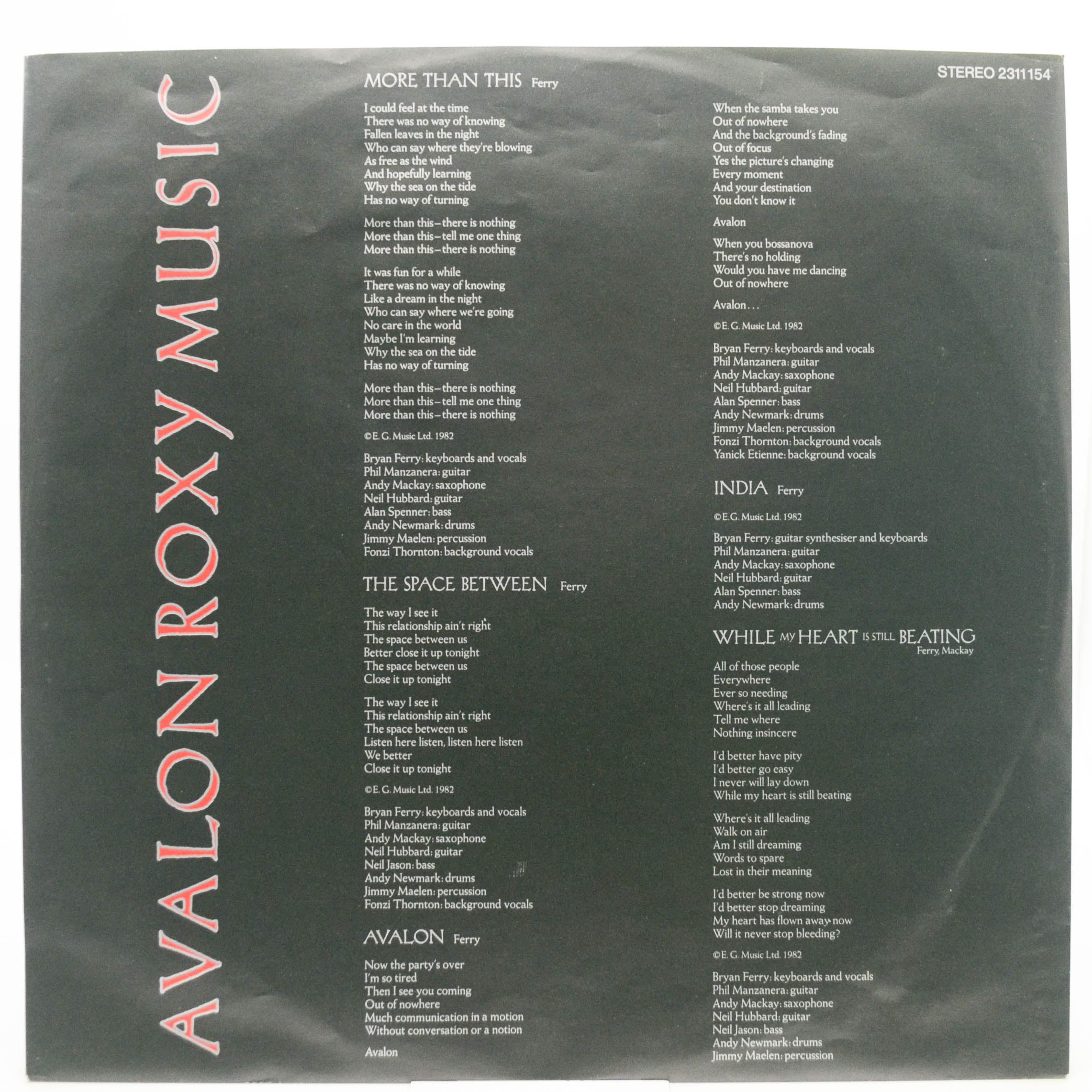 Roxy Music — Avalon, 1982