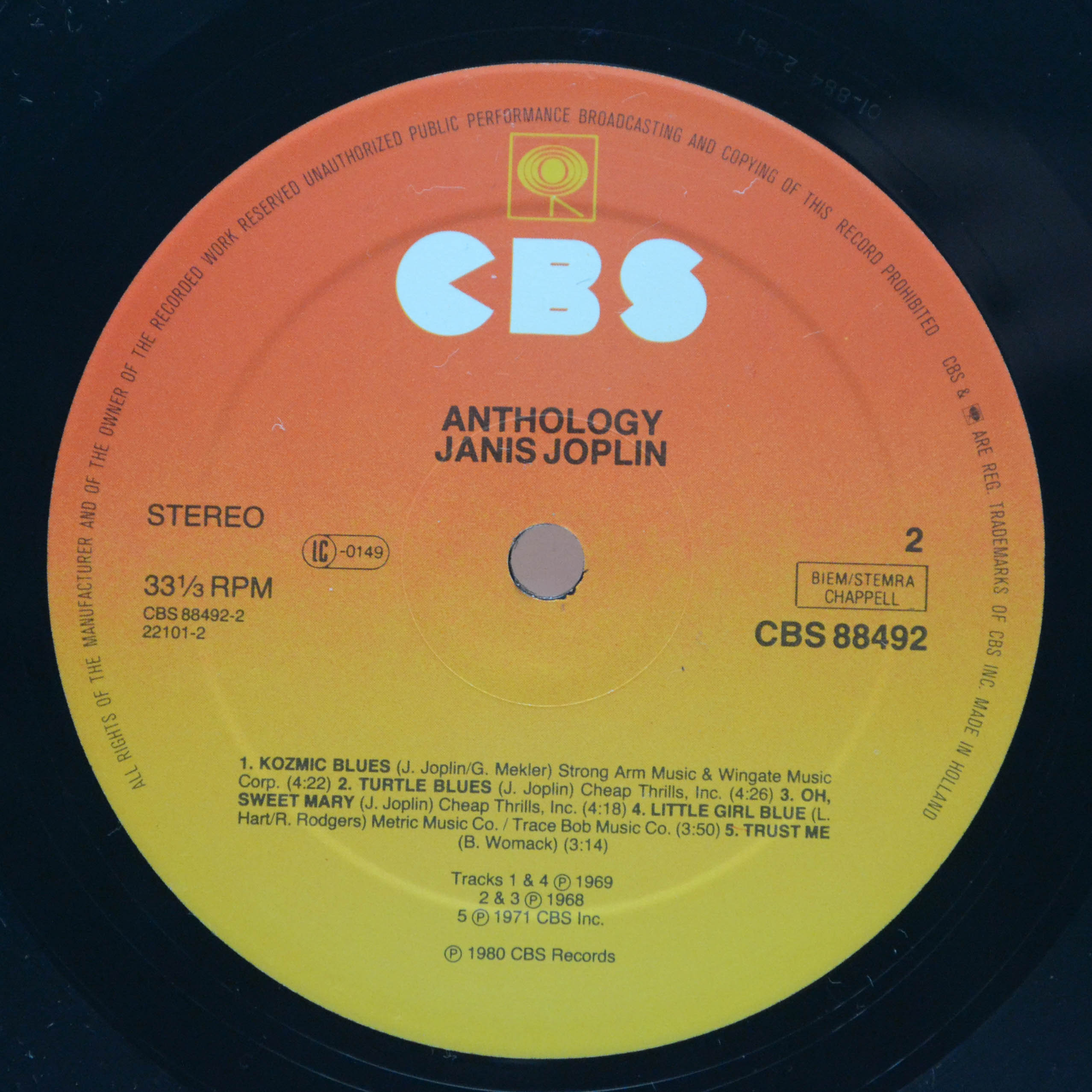 Janis Joplin — Anthology (2LP), 1980